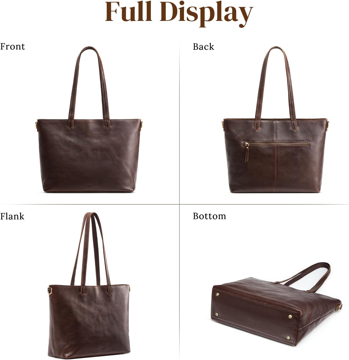 S-ZONE Leather Tote Bag for Women Large Shoulder Bag Work Top Handle Handbag Satchel Purse 2Pcs Set