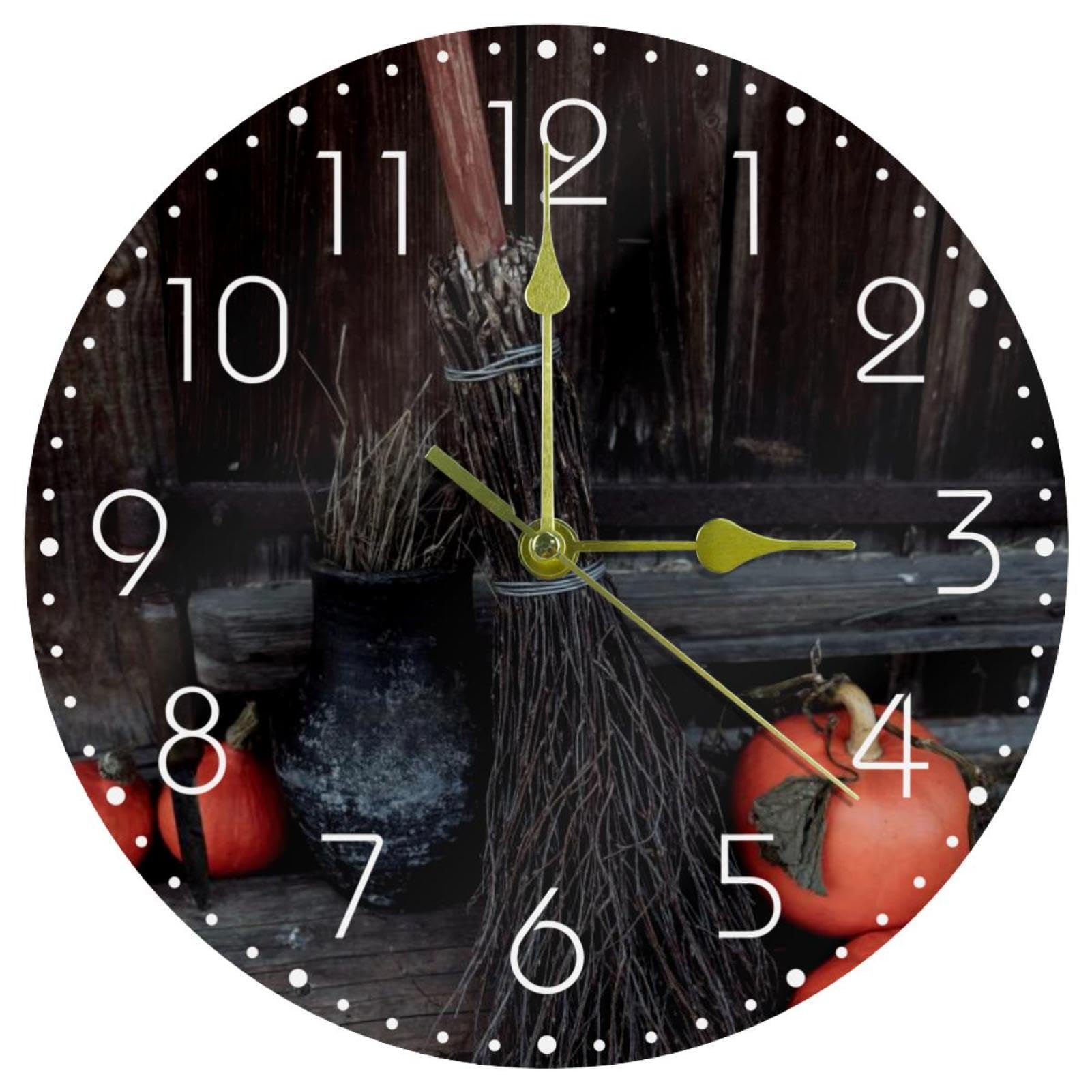 Horloge silencieuse sans tic-tac Halloween acrylique pour chambre et bureau calme