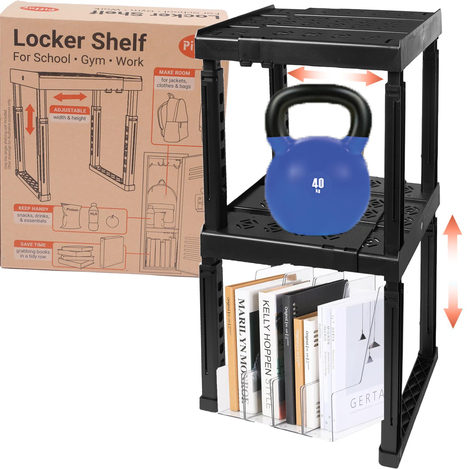 Photo 1 of Piffny Locker Organizer Shelf, 2 Pack, Black