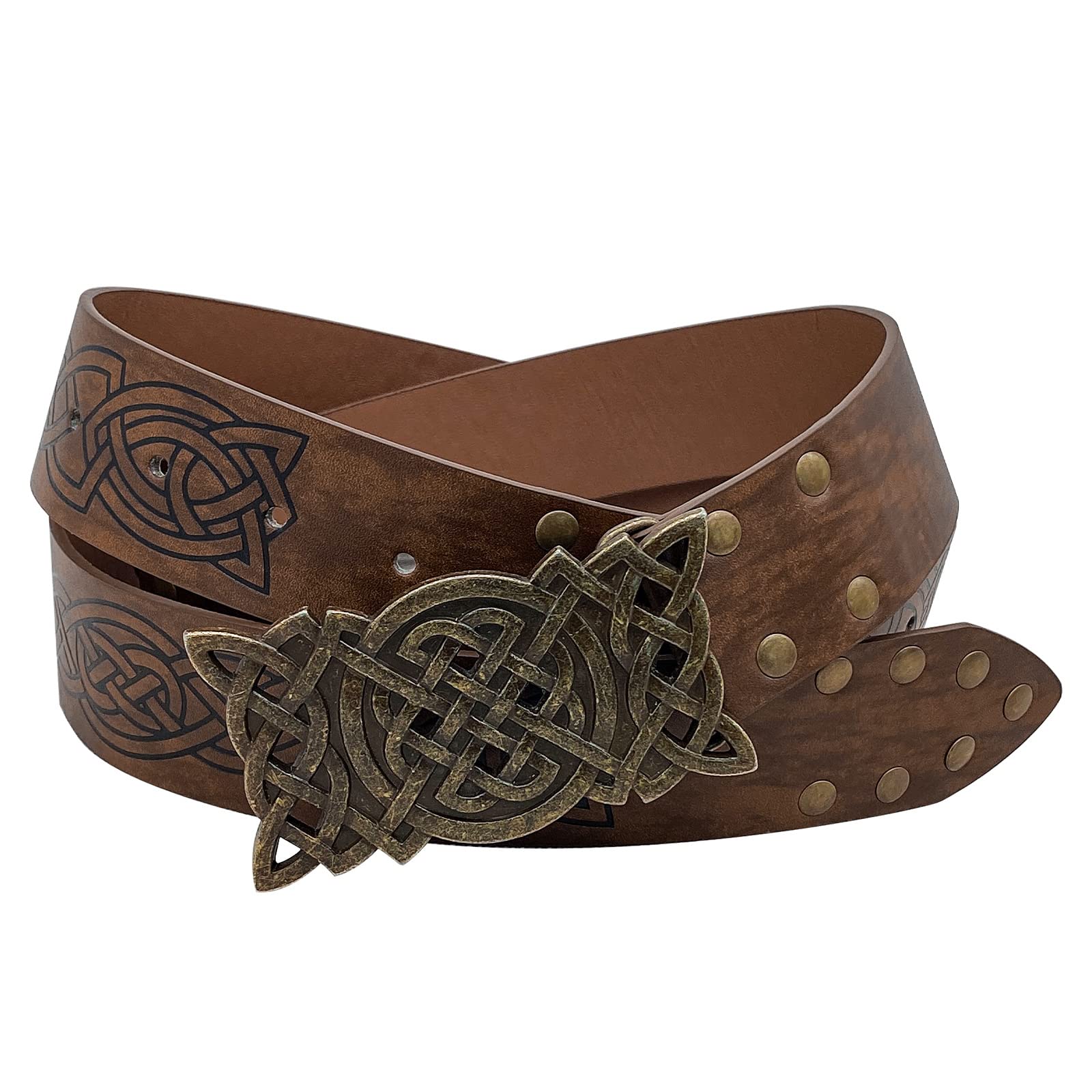 Jilijia Medieval Retro Knight Ring Belt PU Leather Renaissance Riveted Square Belt Cosplay Props