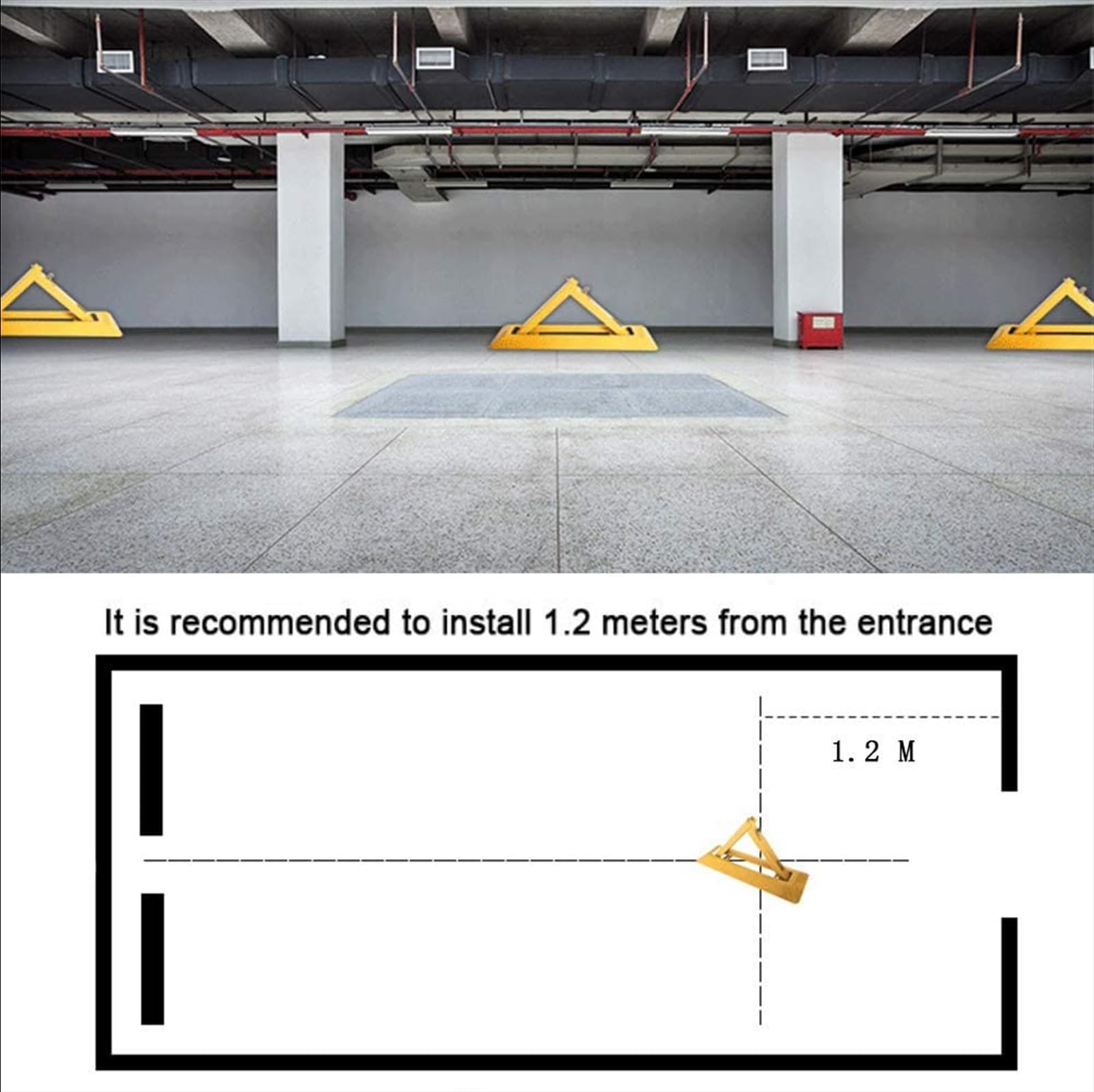 Barriera di parcheggio bloccabile Sicurezza del parcheggio Pieghevole Blocco del parcheggio Pieghevole, palo di parcheggio per Auto Triangolare, Blocco del parcheggio