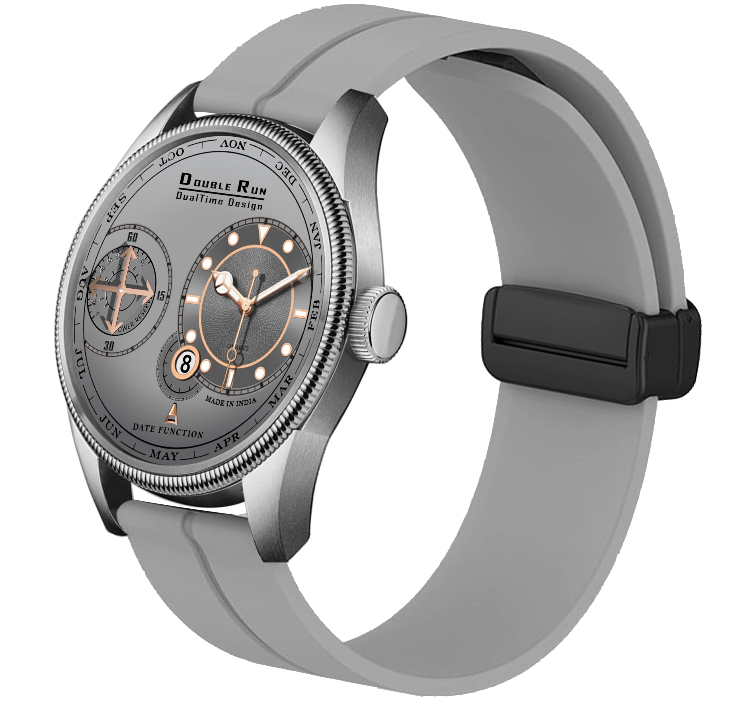 honograph Date Display Radium Dial Analoge Silicone Magnetic Belt Watch for Men, Series S-180-00