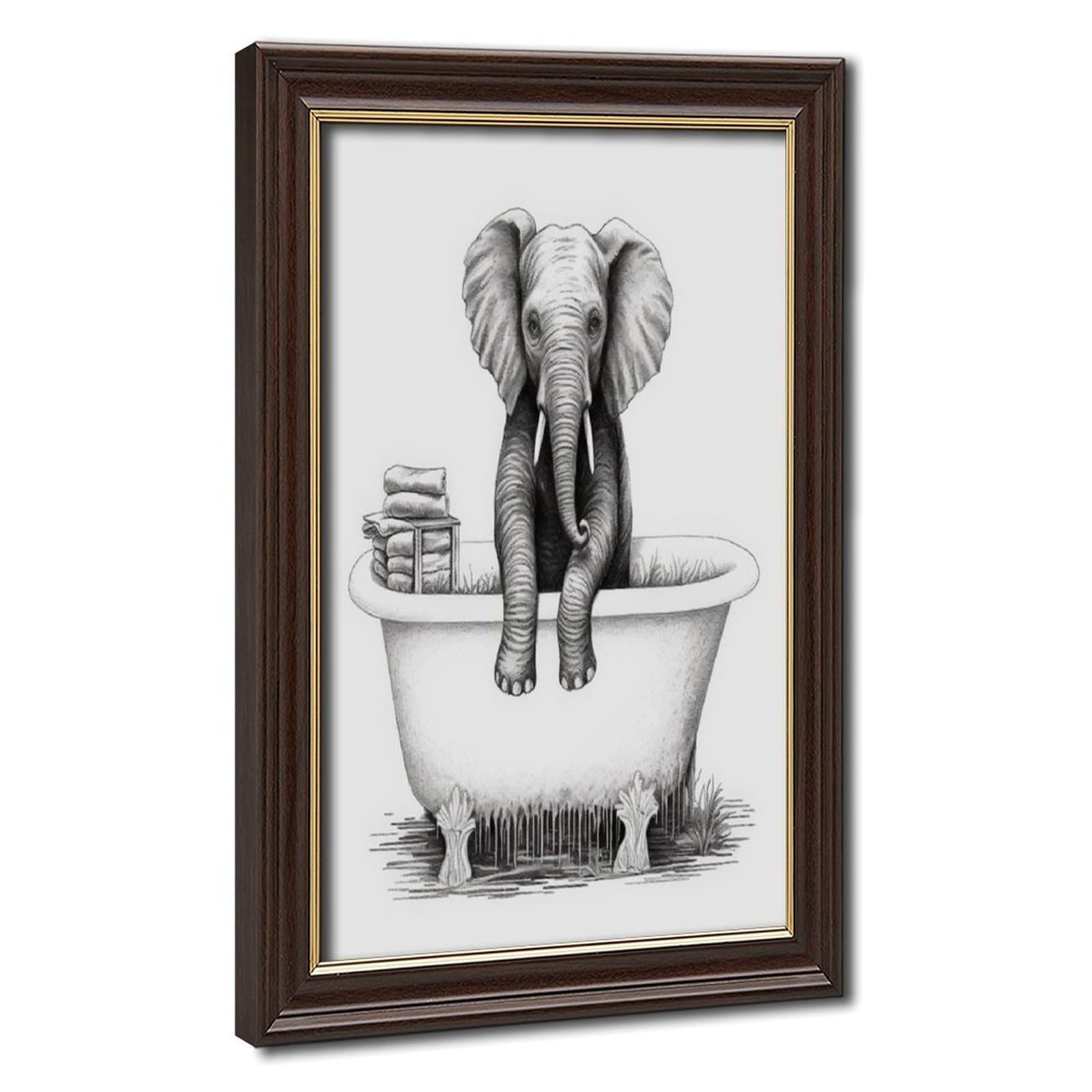 Bareronor Bathroom Elephant Poster Canvas Poster Bedroom Decor Landscape Office Room Decor Gift 24" L X 36" W