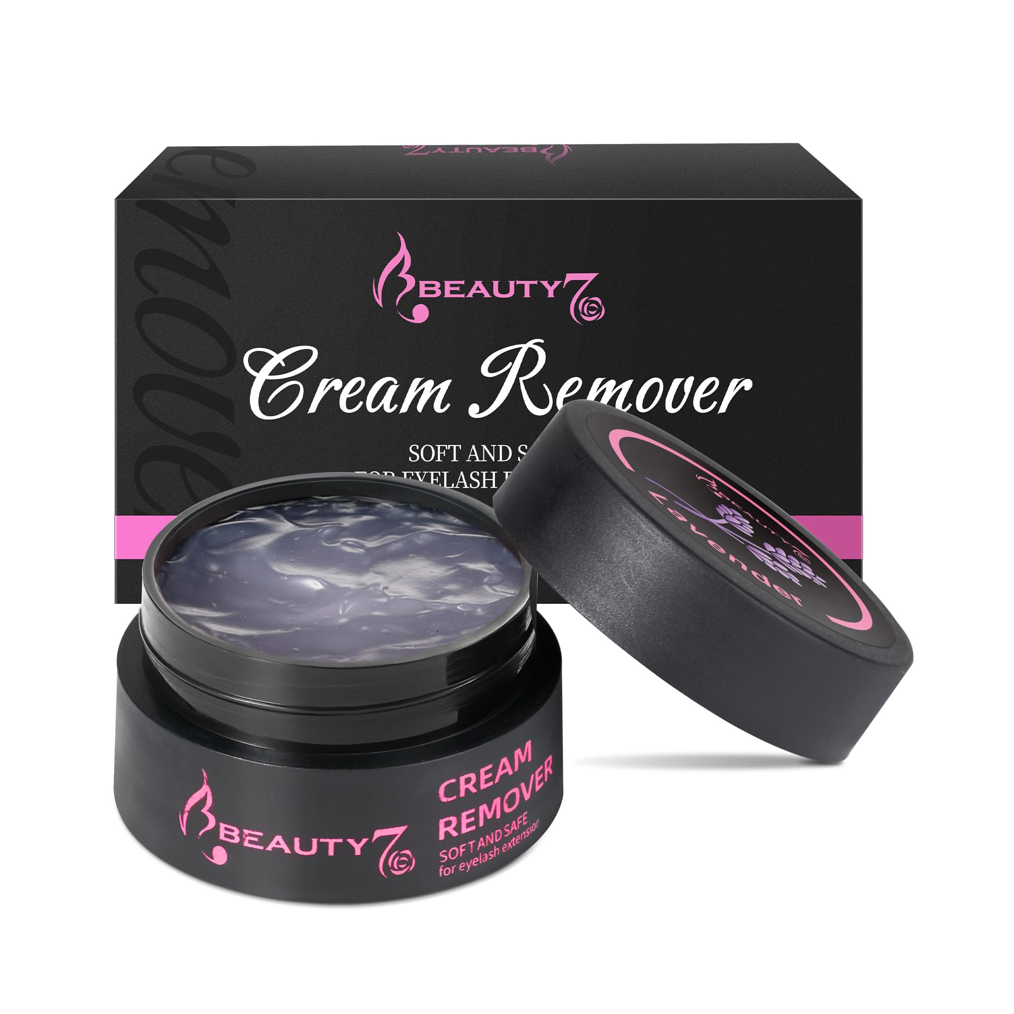 Beauty7 Eyelash Extensions Remover Cream Safe Adhesive Bonder Eyelashes Glue Remover Lavender Fast Dissolution Low Irritation Eyelash Extension Supplies 5g