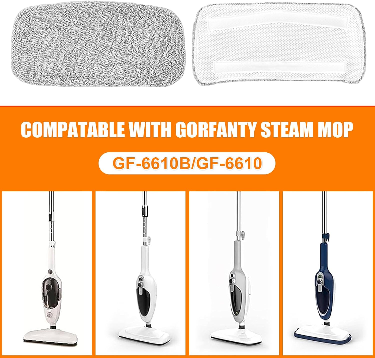 6 Pack Steam Mop Replacement Pads For GorFanty Steam Mop GF-6610B & GF-6610， and Fit For Neugo NE033 NE033M Series Steam Mop Steamer Cleaner，Washable & Reusable Microfiber Steam Mop Cloth