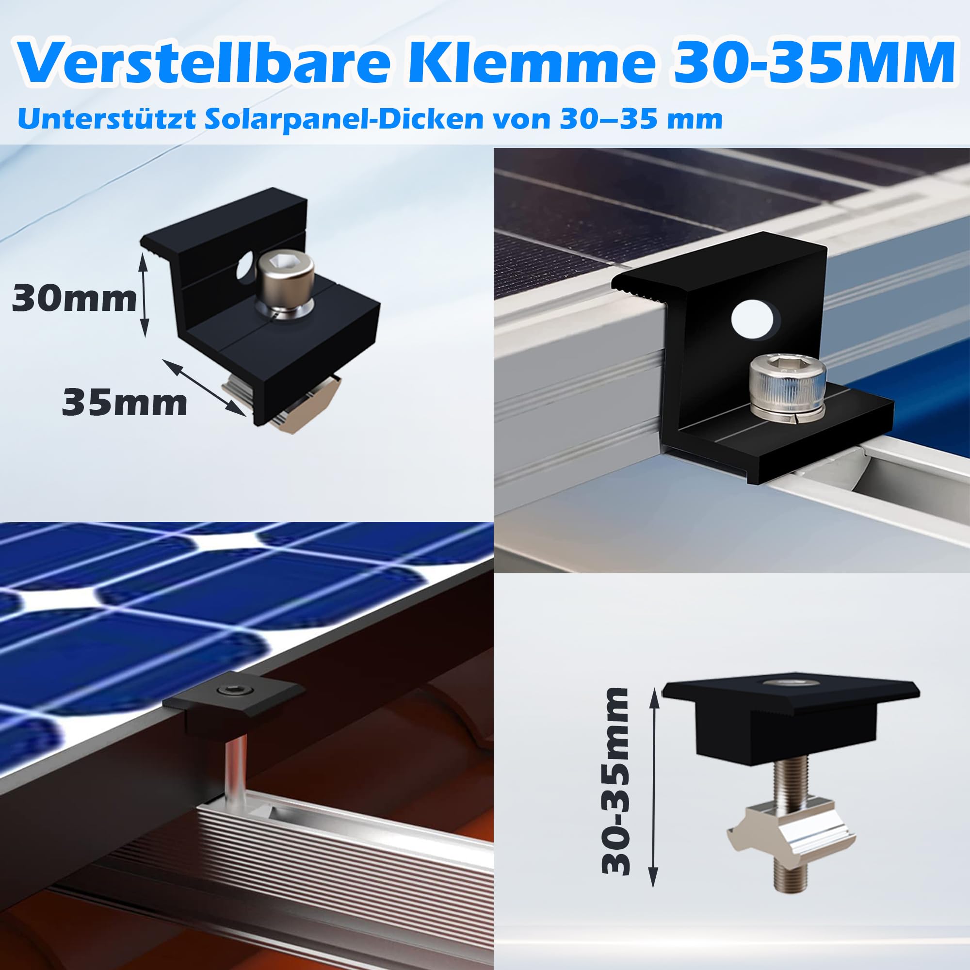 Warfay Zonnehouder voor 2 odules, upgrade 300 aluiniu profiel en fotovoltaïsche dakhaken