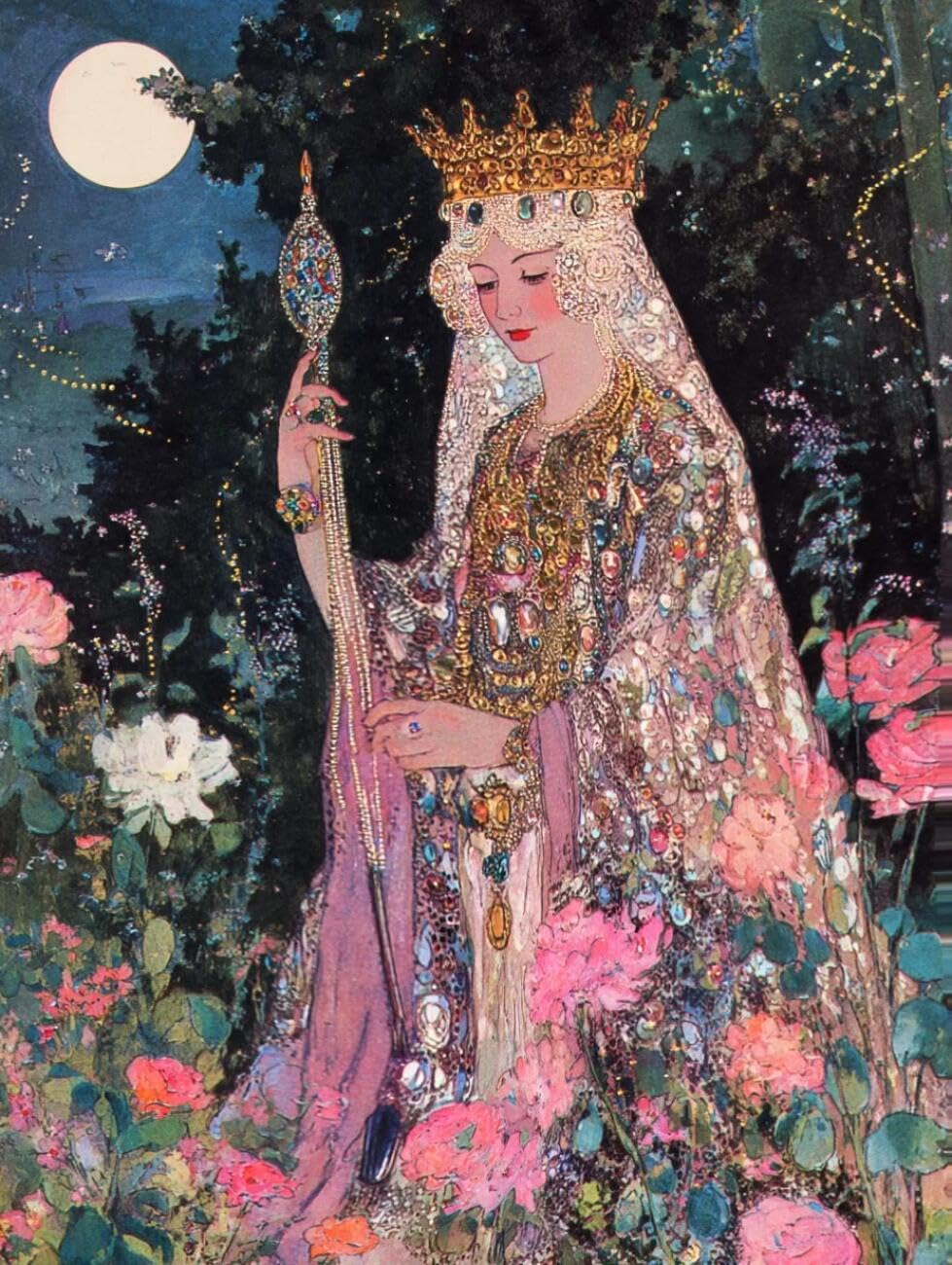 Henypt Cross Stitch Kit Fairy Tale Queen DIY Arts Aand Craft Kit for Beginners The Elderly with Accessories Handmade DIY/Gifts 14CT 30x40cm