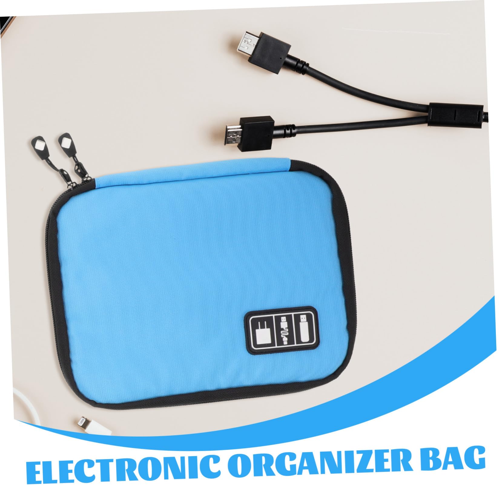 3pezzi Organizer per Cavi Dati Portatile Borsa Organizer Elettronica Tasche Rete e Doppia Apertura Cerniera per Contenere Caricabatterie Auricolari Chiavette USB e Altri Accessori