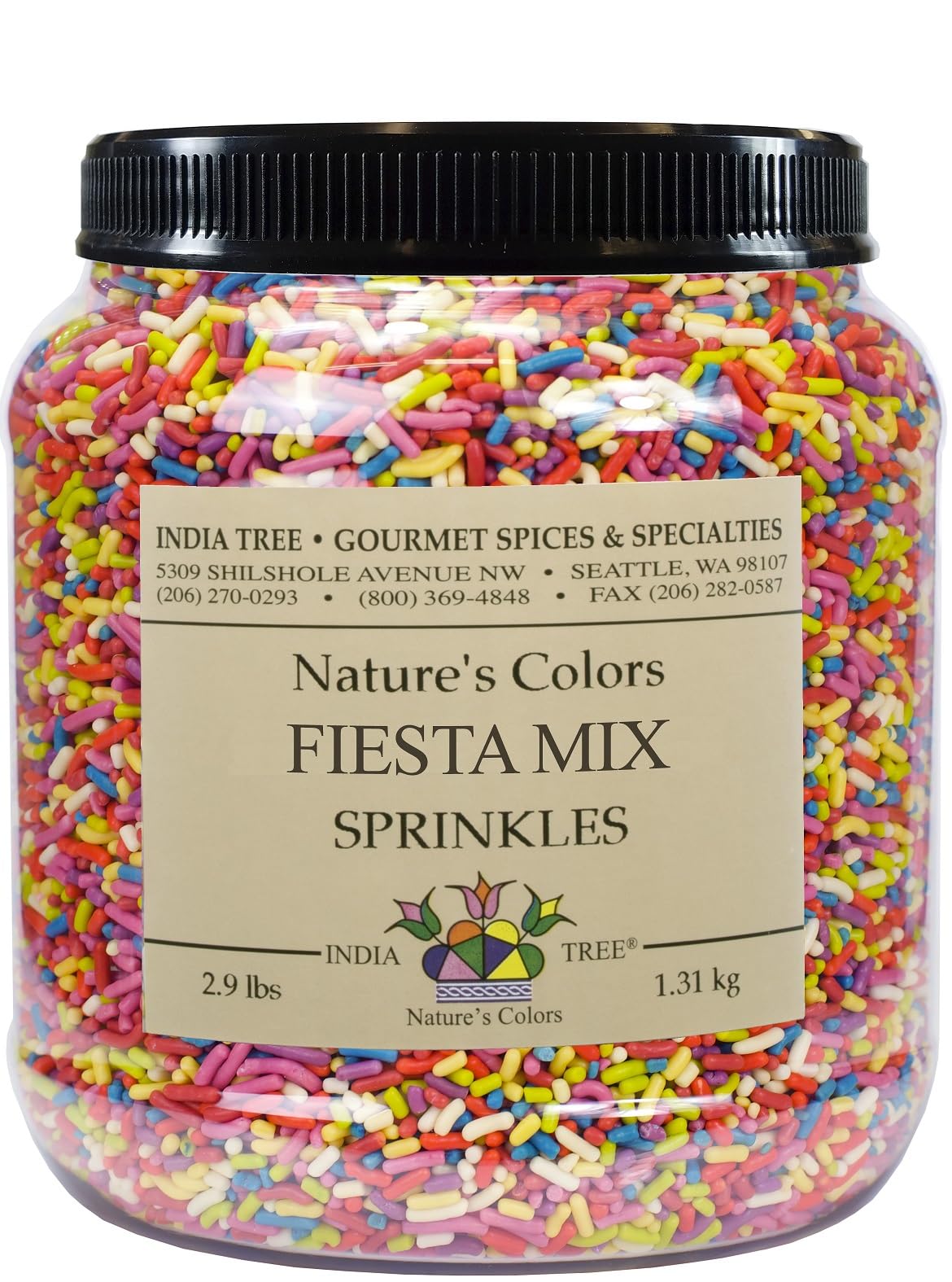 Nature’s Colors Fiesta Sprinkles by India Tree – 46.4 Ounce (Pack of 1), Bright Rainbow, Model 77S-6647