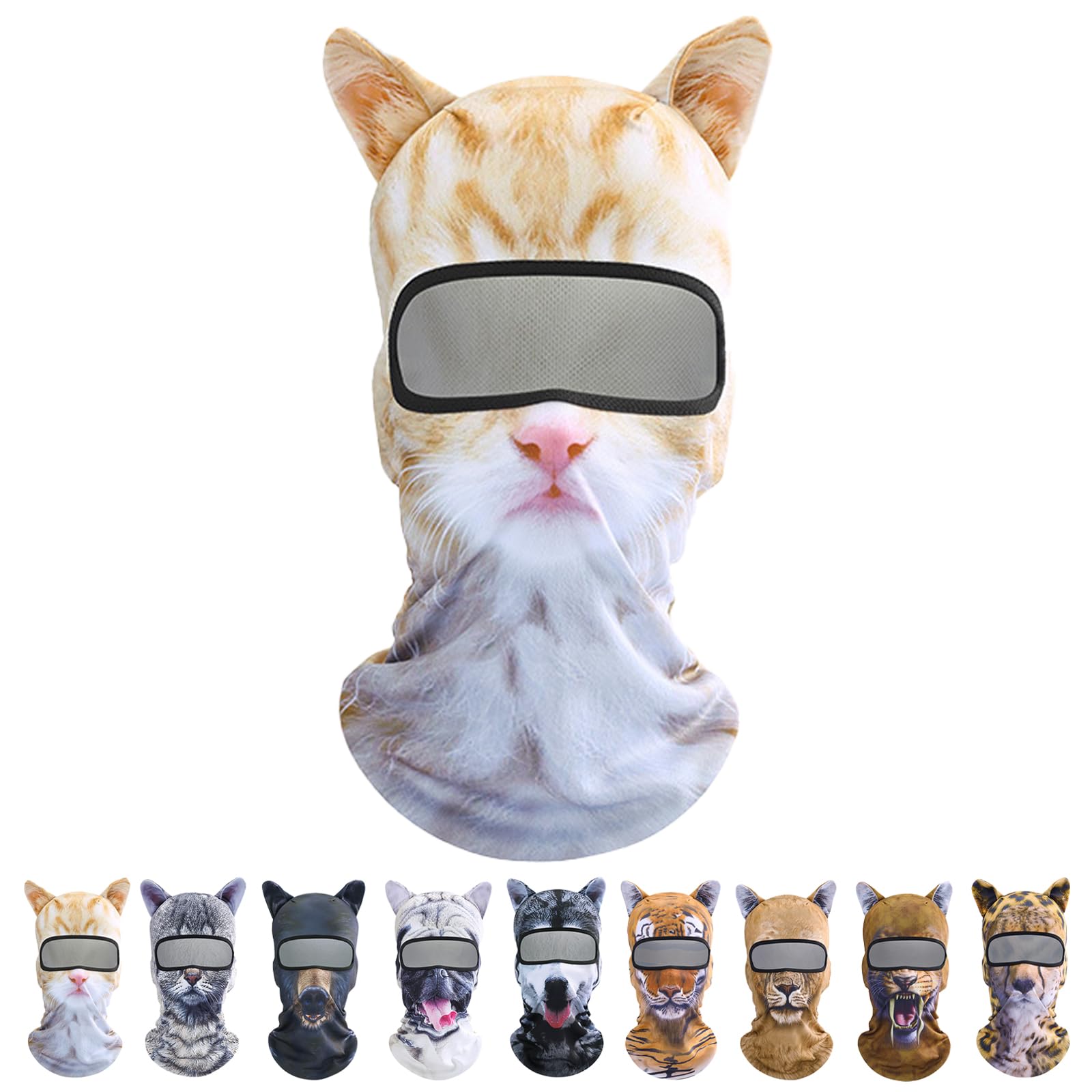 Hntkgme Unisex Thin-01 Cat Ski Mask, Winter 3D Cat Windproof Sheisty Ski Masks, Animal Cat Funny Shiesty Balaclava Ski Mask With Ears For Outdoor (Thin-01)