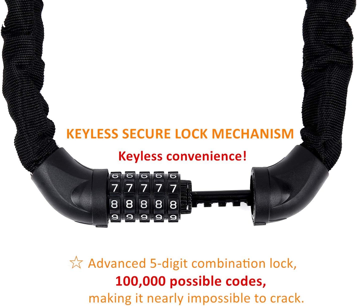 Sportneer Bicycle Chain Lock, 5-Digit Resettable Combination Anti-Theft Bike Locks : Everything Else