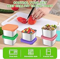 Vista 6 de Paquete de 5 recipientes de acero inoxidable de 6 onzas, recipiente pequeño de metal para almacenamiento de alimentos con tapas de silicona
