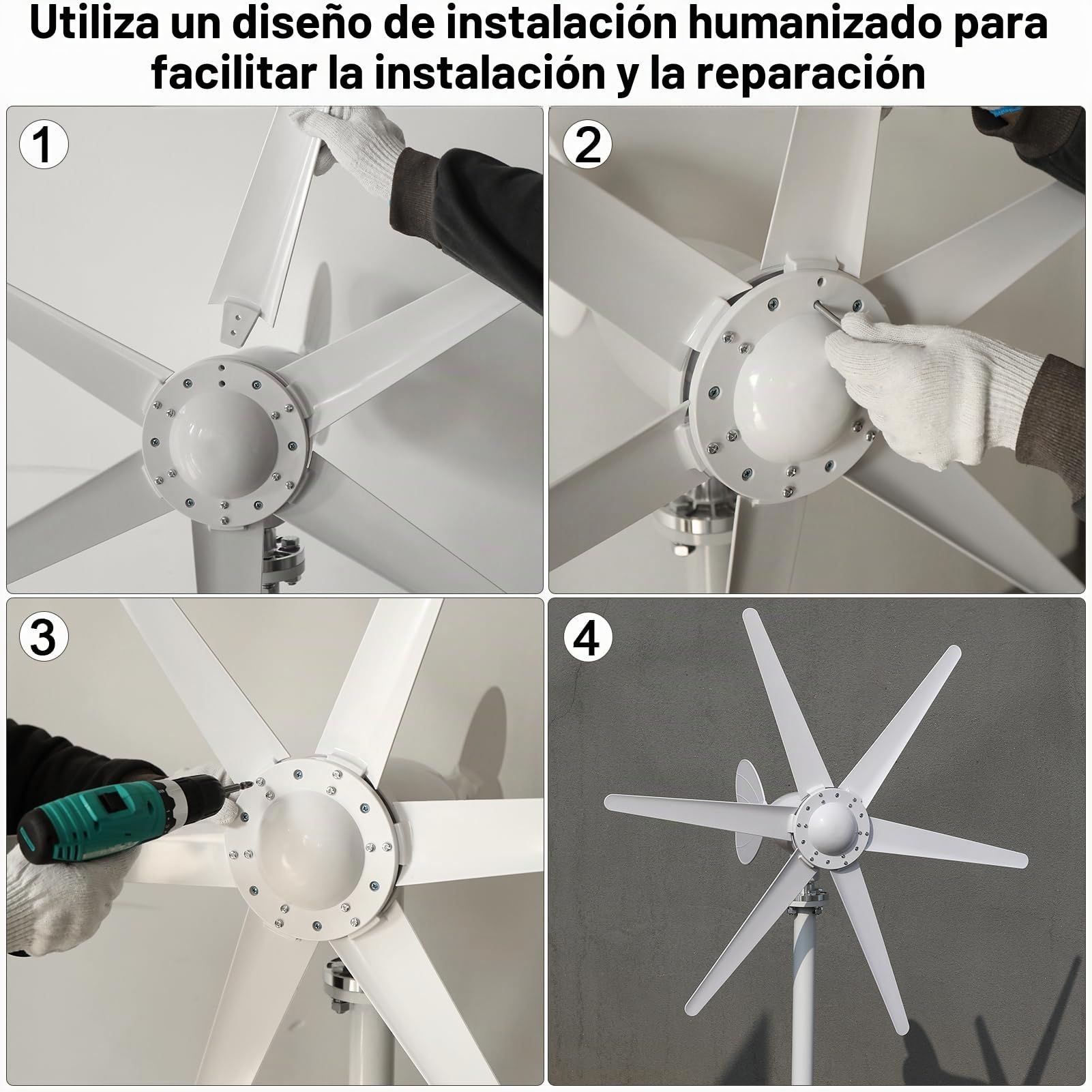Kit generador de turbinas eólicas (800 W, 12/24 V, 6 cuchillas, equipo de generación eléctrica electromagnética para terraza, marina, autocaravana, cabaña, boa