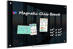 Black Dry Erase Board 24"x18" Magnetic Glass Board