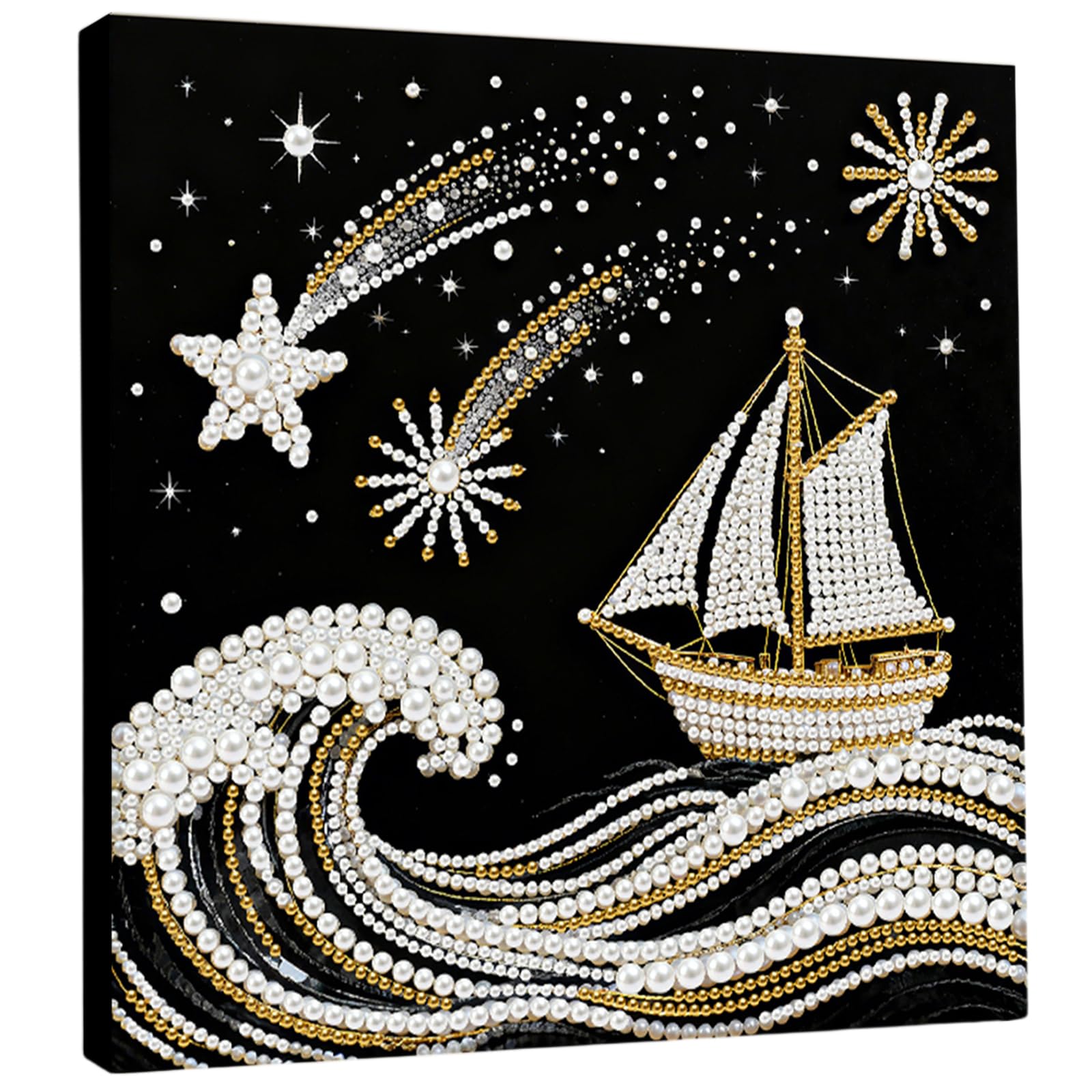 DIY Pearl Painting Art Kits for Adults Beginners Home Wall Decor Pearl Gem Paintings Picture Arts Craft 25x25cm with Frame (ZZH014)
