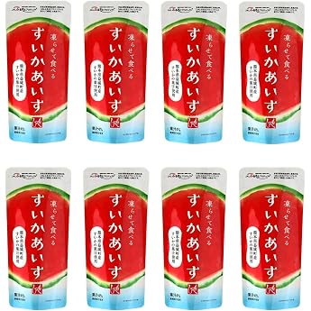 Moheji Calday Frozen and Eat Watermelon Rice, 3.5 oz 100 g x 8 Piece Set, Made with Watermelon Juice from Mashii, Kumamoto Prefecture, Sherbet, Ice Dessert, Summer Treats