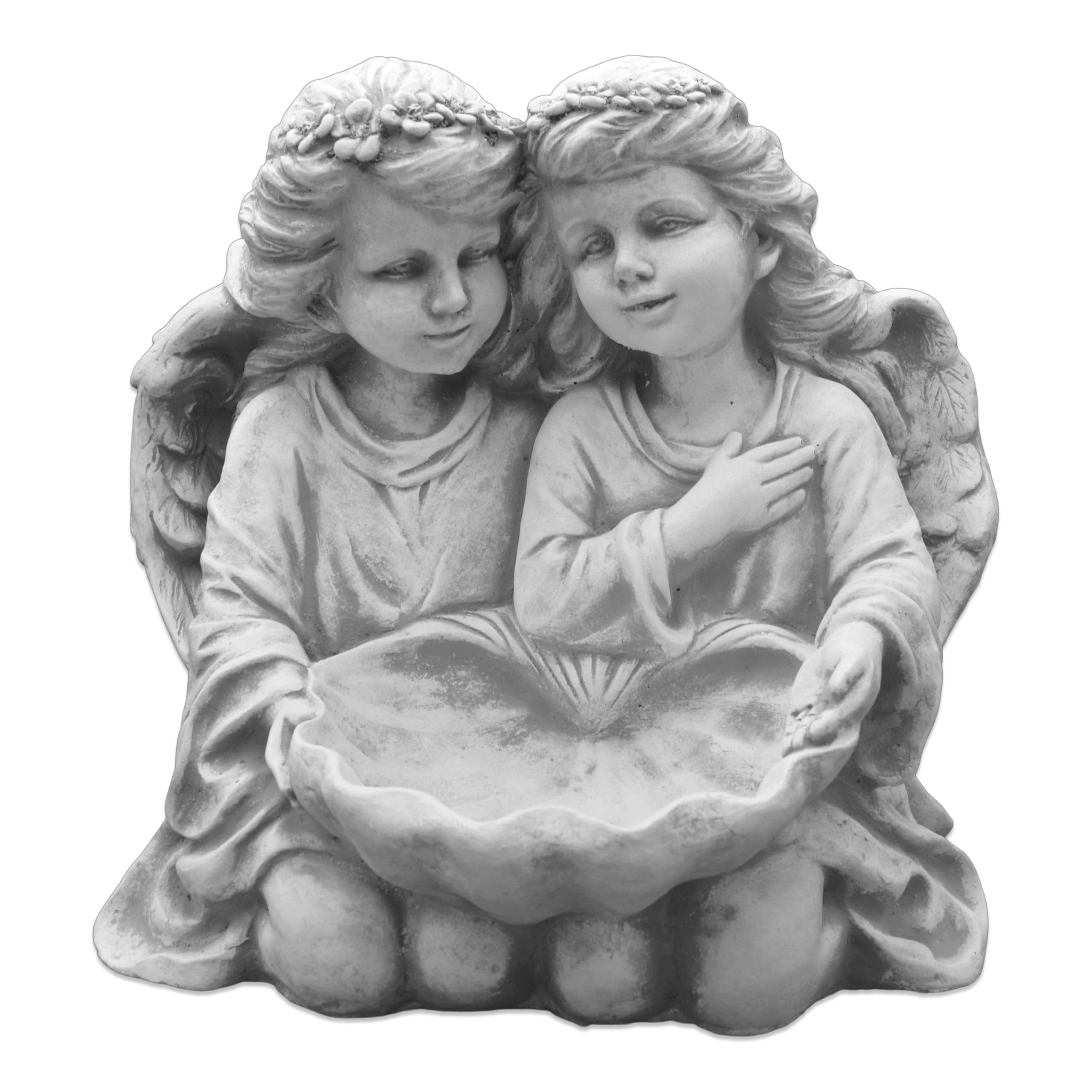 Statuetta Angelo In Pietra Massiccia - Altezza 59 Cm, Resistente