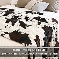 Vista 188 de Fleece Blanket King Size - Oversized Soft Plush Cow Print Throw, Full Size Blankets for Bed & Couch - Lightweight Cute Country Home Decor