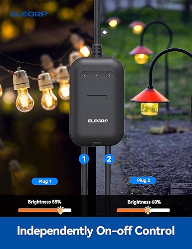 Miniatura 6 de ELEGRP PQR21 - Enchufe de atenuación inteligente para exteriores, resistente al agua, IP66, enchufe WiFi inteligente con 2 enchufes individuales,