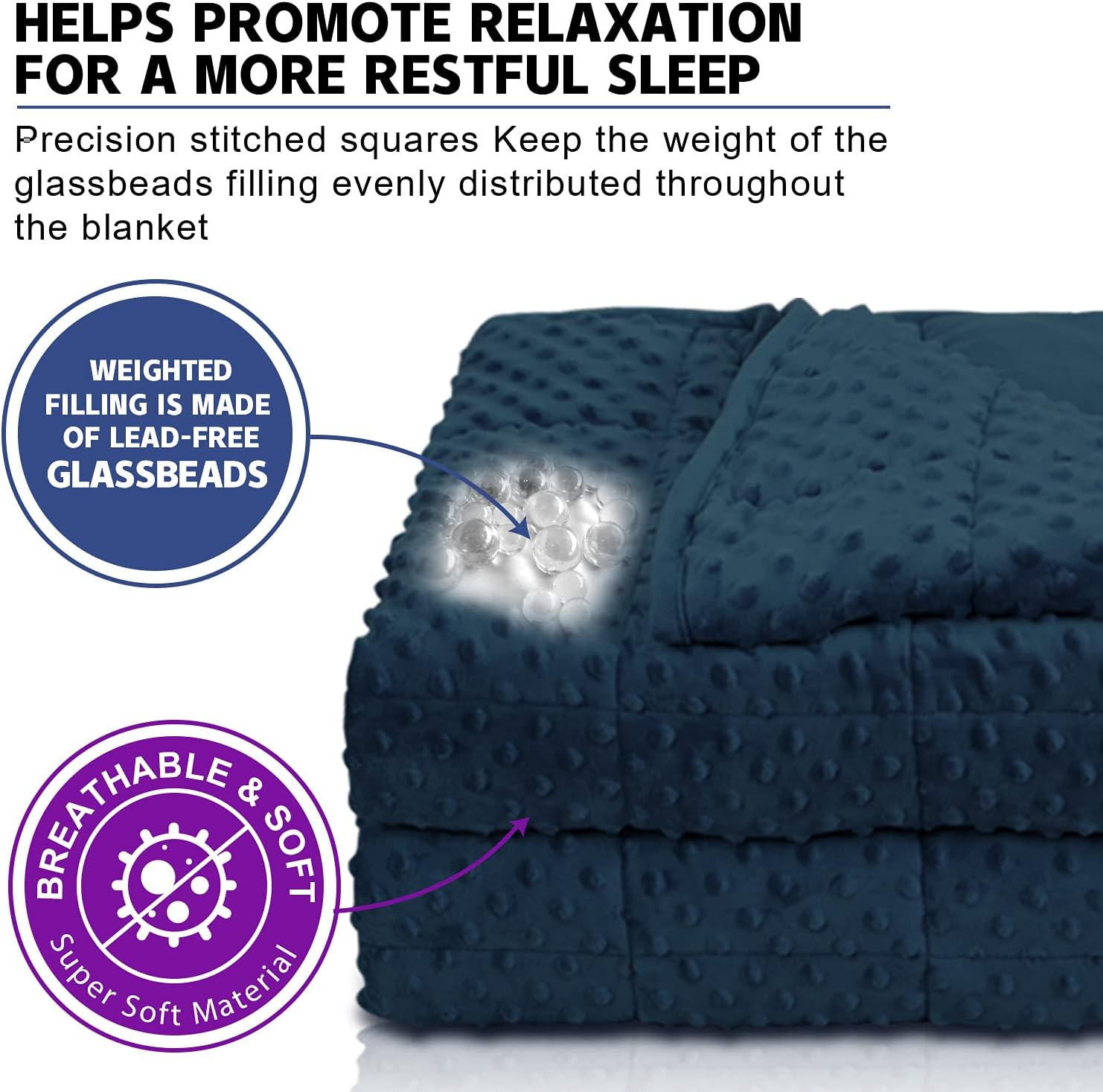 🔥 Hot Deals Huloo Sleep Weighted Blanket Queen 15lbs for Adult(60×80,Navy Blue) Breathable Soft Minky Weighted Throw Blanket for All Season,Heavy Blanket with Premium Glass Beads Best Deal Huloo Sleep Weighted Blanket Queen 15lbs for Adult(60×80,Navy Blue) Breathable Soft Minky Weighted Throw Blanket for All Season,Heavy Blanket with Premium Glass Beads