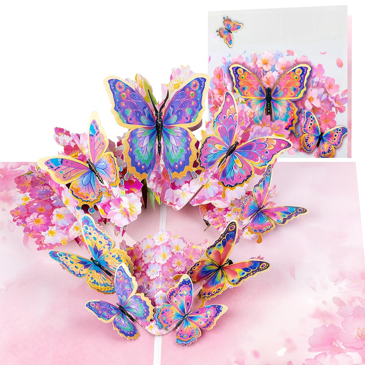 CNLITIHEKA Cherry Blossom Butterfly Pop Up Card for Women, Pop Up Flower Greeting Card - Butterfly Theme, for Any Occasion, Mother's Day, Valentines Day, Birthday, Anniversary, Get Well.