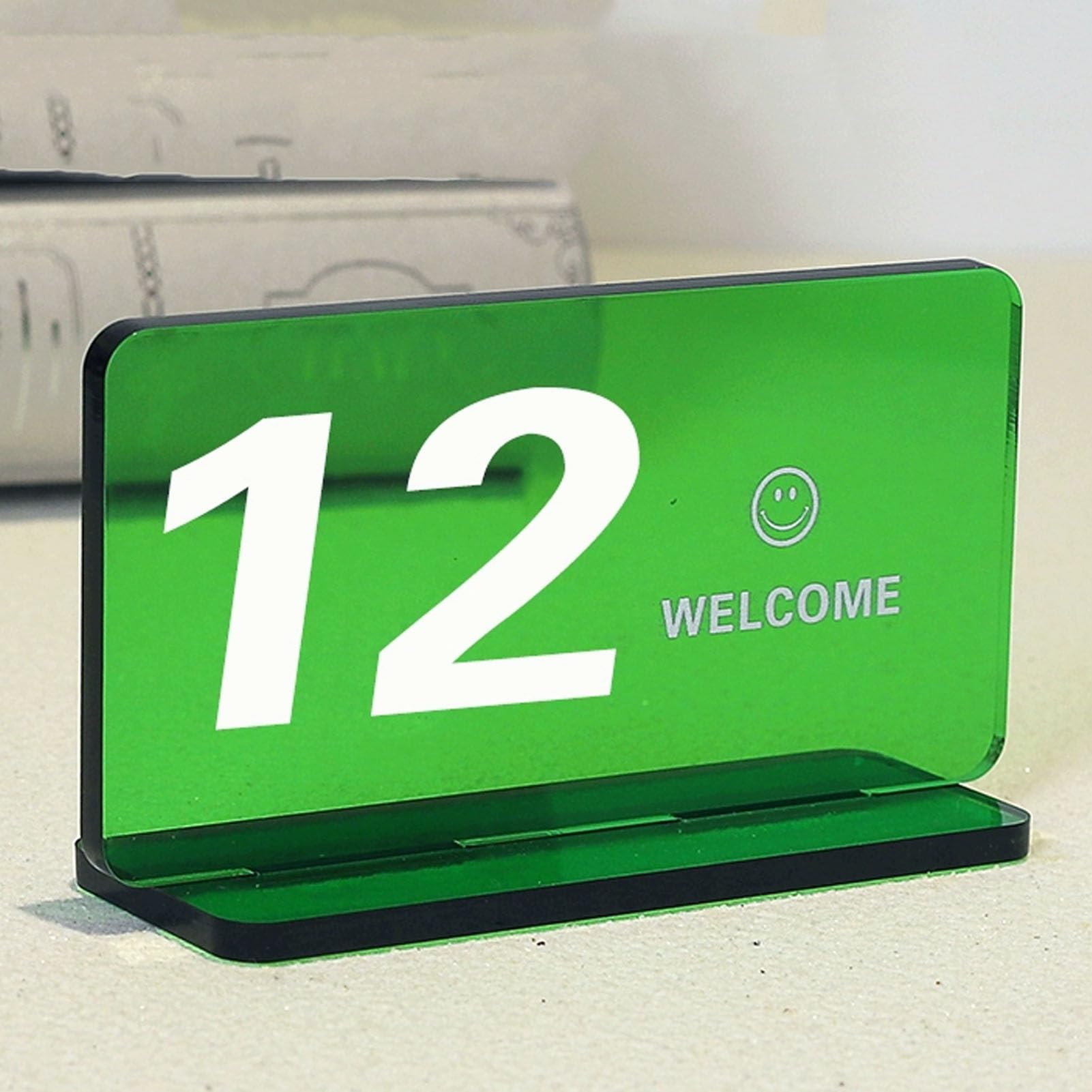Stojak na Numery Stolików Z Akrylu - Karty Z Numerami - Prostokąt O Grubości 5 Cm, Nowoczesny Design, Cyfrowy Znak, Karta Miejsca, Znak Odbioru Jedzenia Dla Restauracji(Green,1-10)