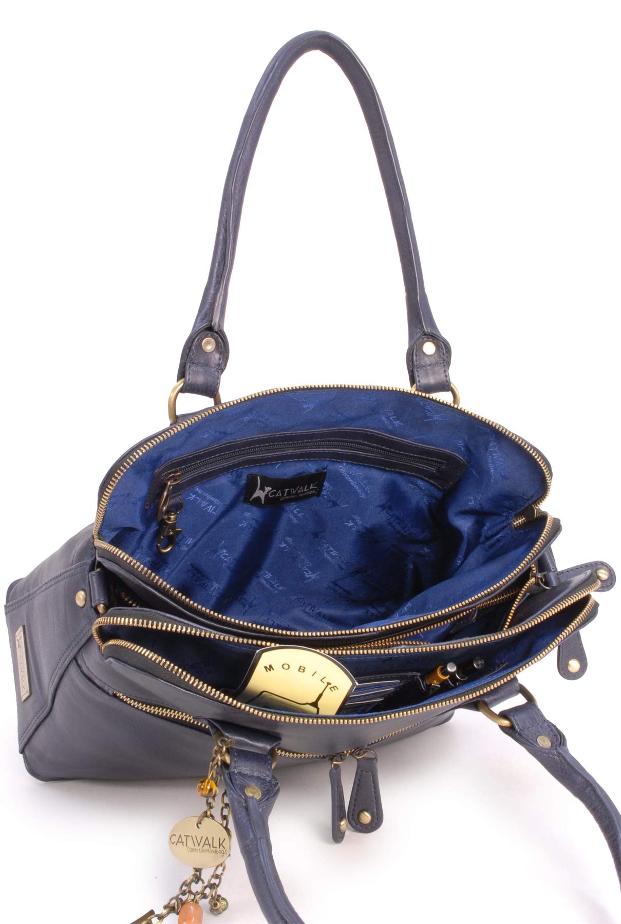 Catwalk Collection Handbags - Damska Duża Skórzana Torba na Ramię - Torebka Typu Tote z Przegrodami - Dodatkowy Regulowany Pasek - Victoria