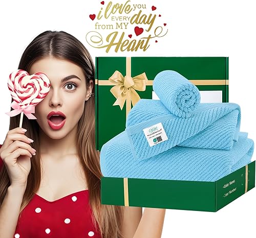 Vista 436 de VOOVA & MOVAS Toallas verdes para baño, 100% algodón, de secado rápido, ligeras, gruesas, suaves, juego de toallas de 6 piezas, 2 baños grandes