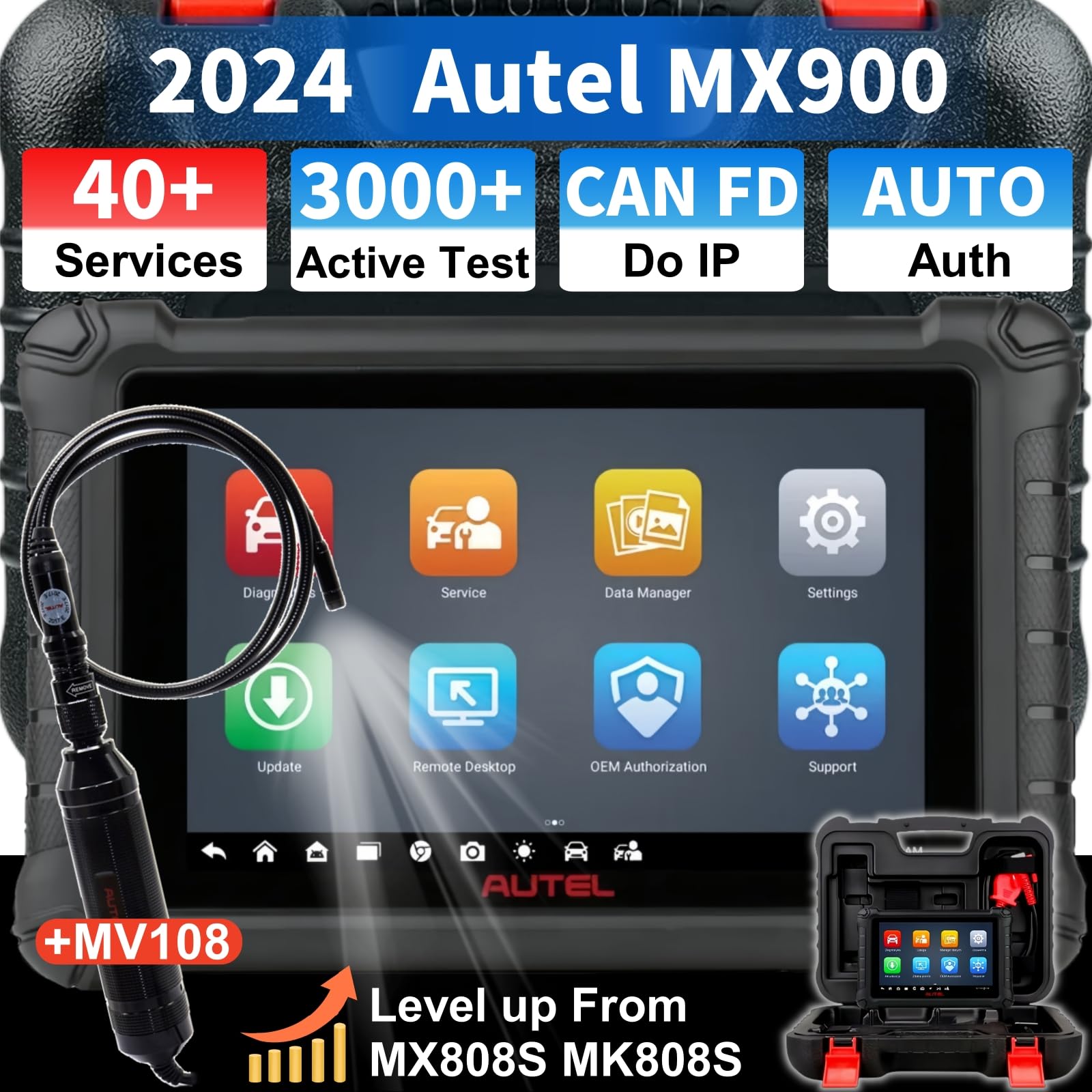Autel Scanner MaxiCheck MX900, 2024 Bidirectional Diagnostics Tool, 40+ Service, with MV108 (Worth $49), Newer of MaxiCOM MK808S MX808 MS906, OE All Systems Scan 2.0, DoIP & CAN FD, Active Tests
