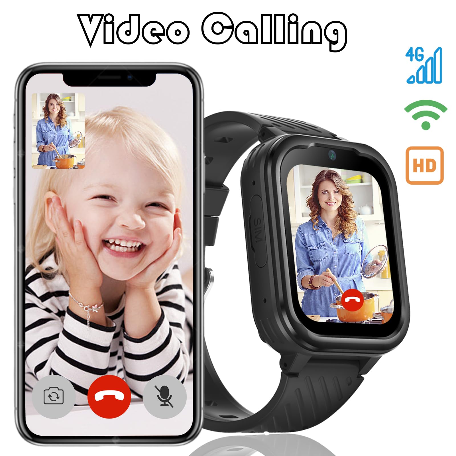 Smartwatch Bambini 4G Con GPS E Videochiamata - Orologio Intelligente Con SOS, Telecamera, Wi-Fi Per Ragazzi