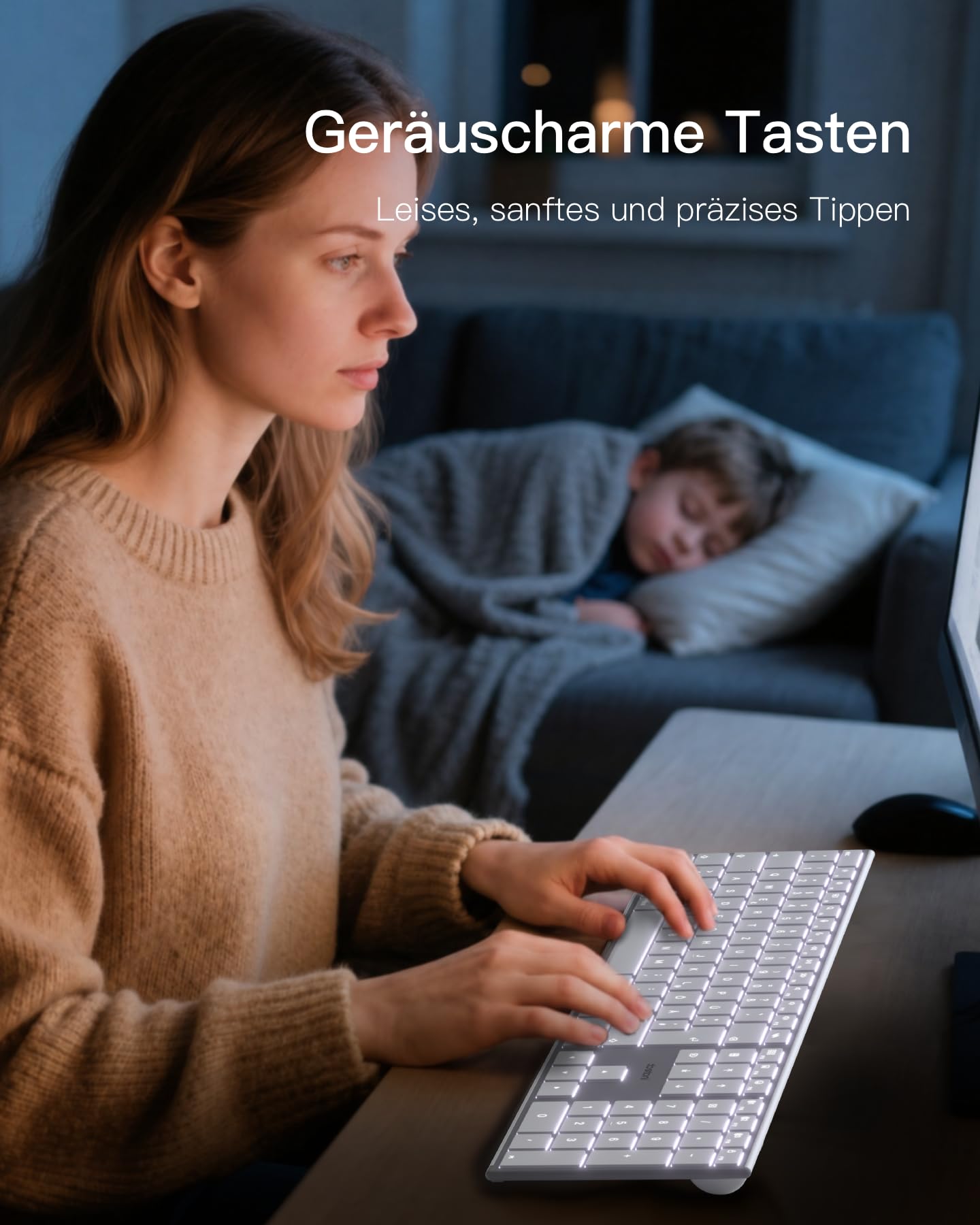 Inateck Bluetooth Mac Tastatur,Kabellose Tastatur mit 3 BT Kanälen,QWERTZ Layout,Leise Tasten, KI-Funktion, Kompatibel mit MacBook Pro/Air, iMac, iMac Pro, Mac mini,iPad