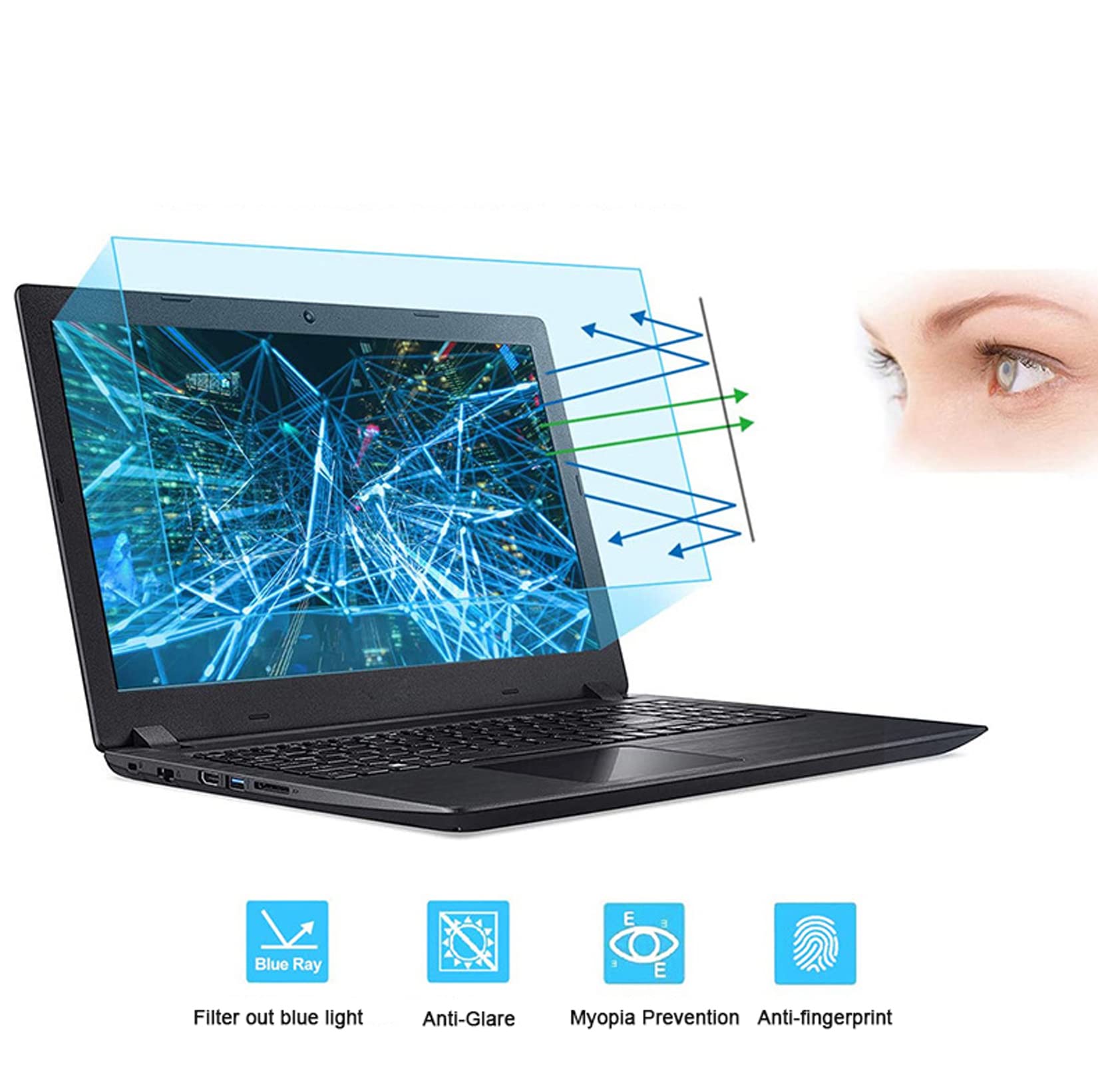 WLWLEO Matte Laptopfolie Blendfreier Bildschirmschutz für Notebooks 15,6/17,3-Zoll-Monitore Blaulichtfilter für Augenschutz, 5er-Pack