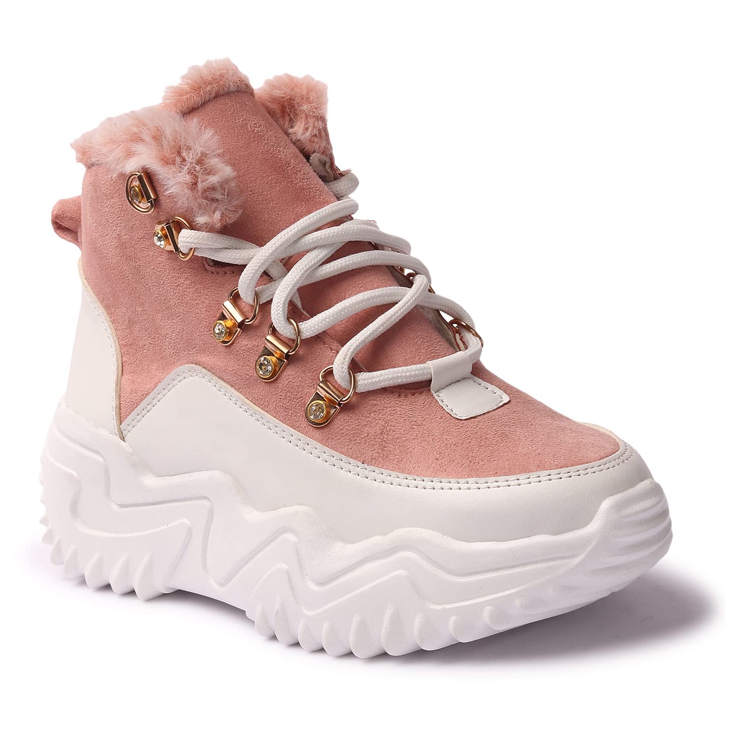 Longwalk Women Mid Top Fur Boot Sweet Schued Trakking Boot for Girls (B0BRVCX922) Amazon Price History, Amazon Price Tracker