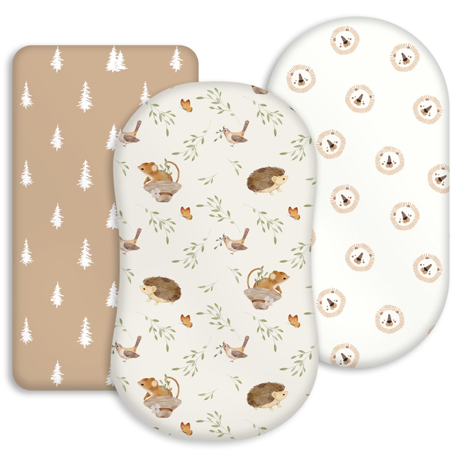 Baby Bassinet Sheets Girl Boy, 3 Pack Fitted Bassinet Sheet