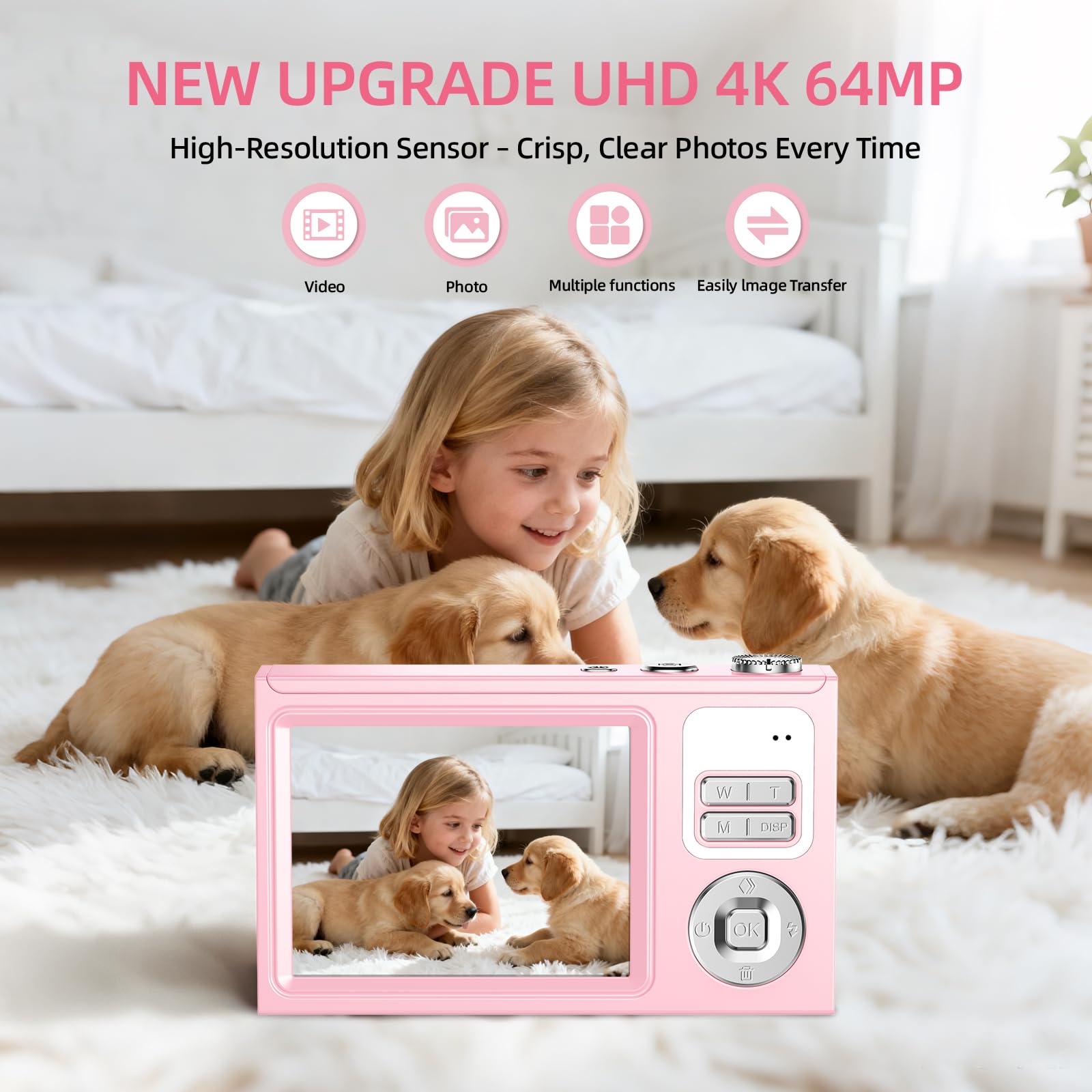 Cámara digital compacta para principiantes y niños, grabación de vídeo HD, dispositivo portátil con zoom de 8X, diseño ligero, perfecta para viajes, uso diario e idea de regalo