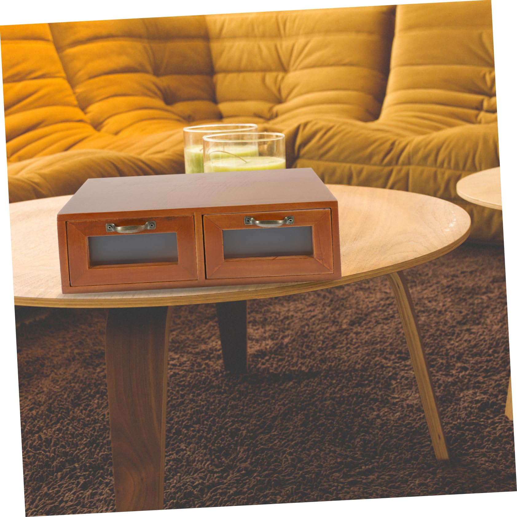 GALPADA Rustikaler Schreibtisch Organizer aus Holz mit Schubladen Praktische Aufbewahrungsbox für Schreibtisch Wohnzimmer und Büro für Kosmetik Bastelbedarf und Kleine Gegenstände