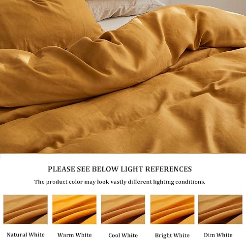 Miniatura 6 de TOSMO Juego de funda de edredón de lino, 100% lino francés natural, juego de 3 piezas, suave y transpirable para personas que duermen con calor, 1