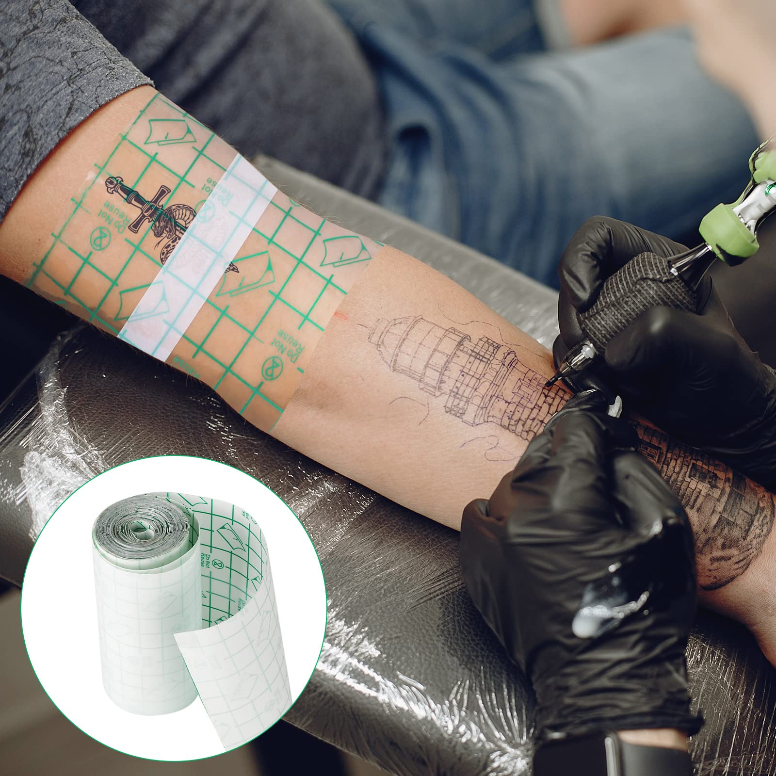 Pansement Tatouage Waterproof,Transparent Pansement Bandage,Imperméable Tatouées Bandage,bandage Imperméable Transparent,pour Tatouages,Plaies,et Protection de la Peau (10cm*5m)