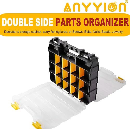 Miniatura 5 de Anyyion Stalwart - Organizador de piezas pequeñas, organizador de piezas de doble cara con 34 compartimentos con divisores extraíbles para