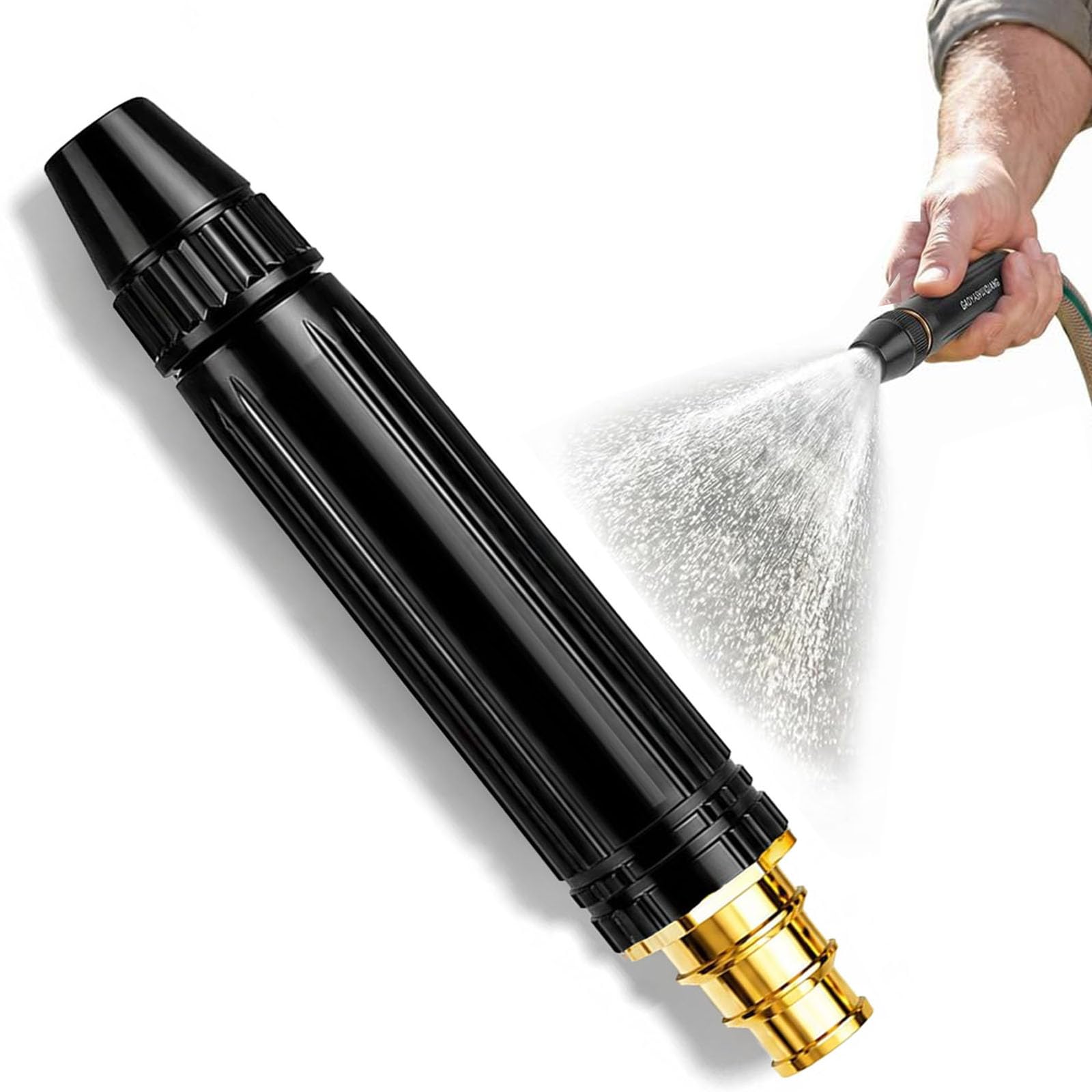 High Pressure Hose Nozzle, All Metal Jet Sweeper Nozzle for Garden Hose, Heavy Duty Adjustable Twist Water Sprayer for Car Wash, Patio, Driveway and Outdoor Cleaning(Baota Interface)