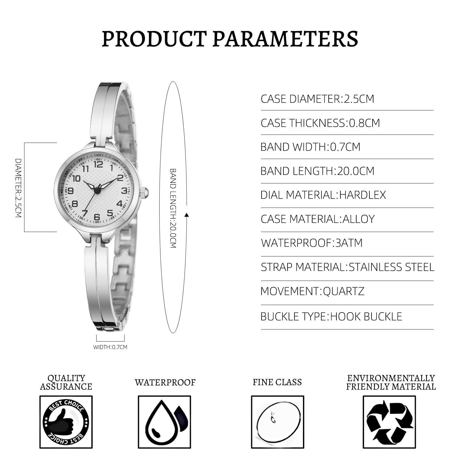 TWOPTION Women's Watches Adjustable Bangle Watch with Easy to Read Dial and Thin Strap Analog Quartz Ladies Watches for Women