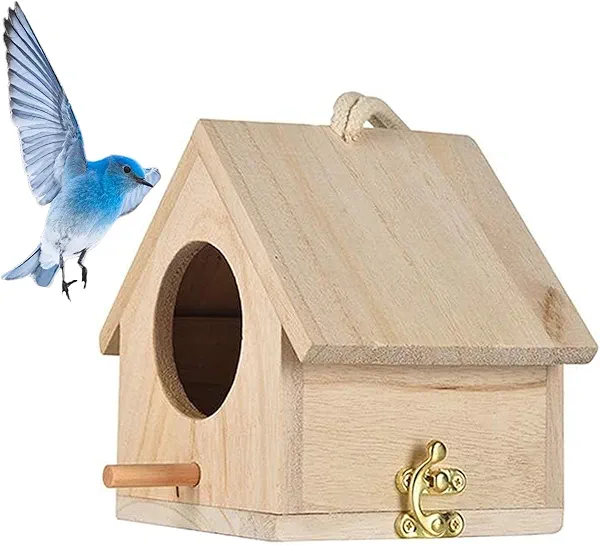 Tfwadmx Wooden Bird House, Hanging Birdhouse for Outside, Garden Patio Decorative Nest Box Bird House for Robin Budgie Swallow Little Sparrow Finch Throstle or Medium Size Birds