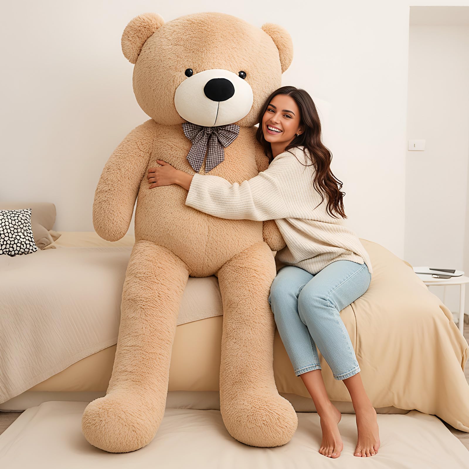 Meooeck Bär, 178 cm, groß, Plüschtier, niedlich, riesig, 1,8 m hoch, Hellbraun, Stoffbär, Valentinstagsgeschenk für Freundin, Ehefrau, Liebhaber, Geburtstagsgeschenk