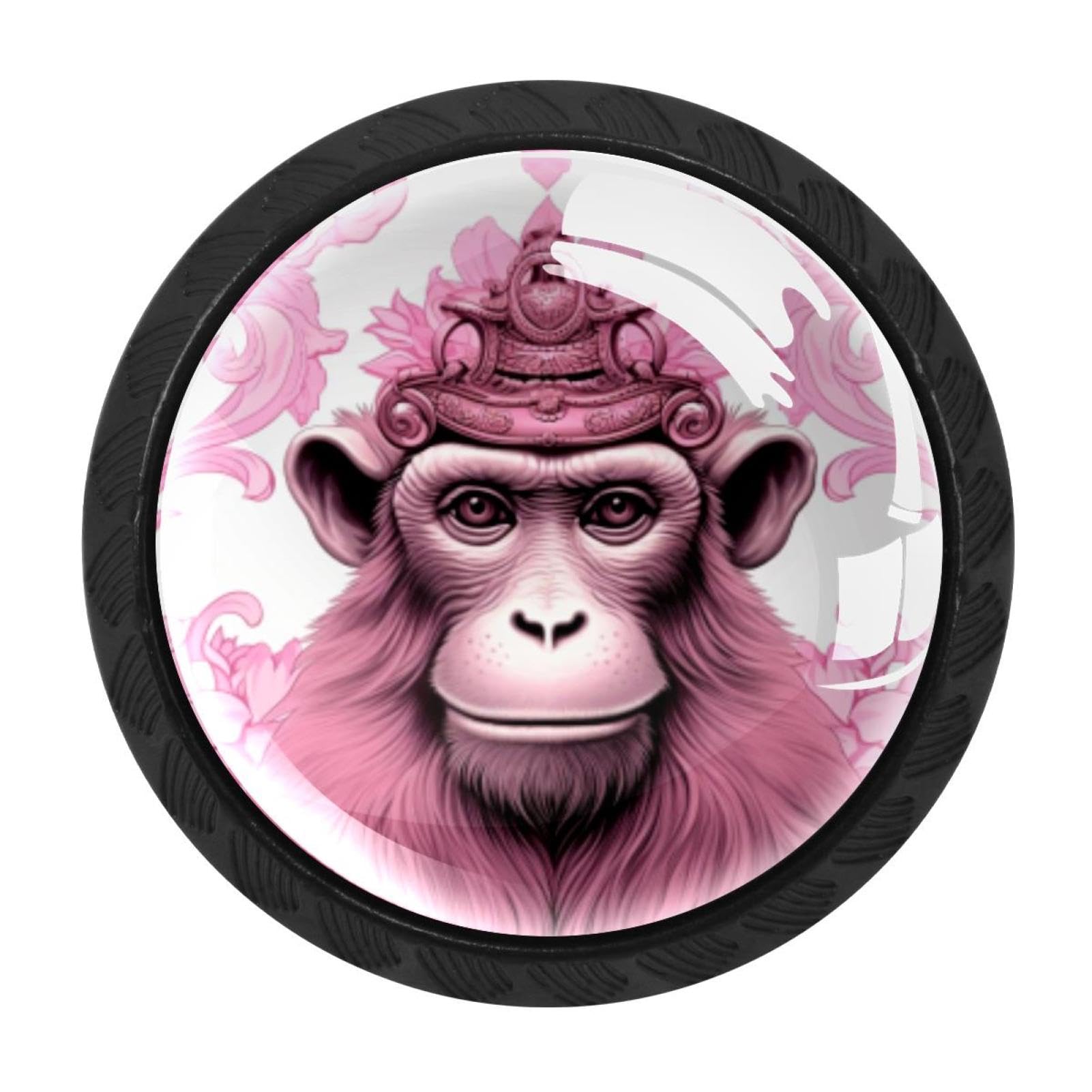 Chenzzzz Multicolored 03 4 Pack Round Cabinet Knobs For Kitchen Bathroom Closet Dresser Cabinets, Pink Monkey Orangutan