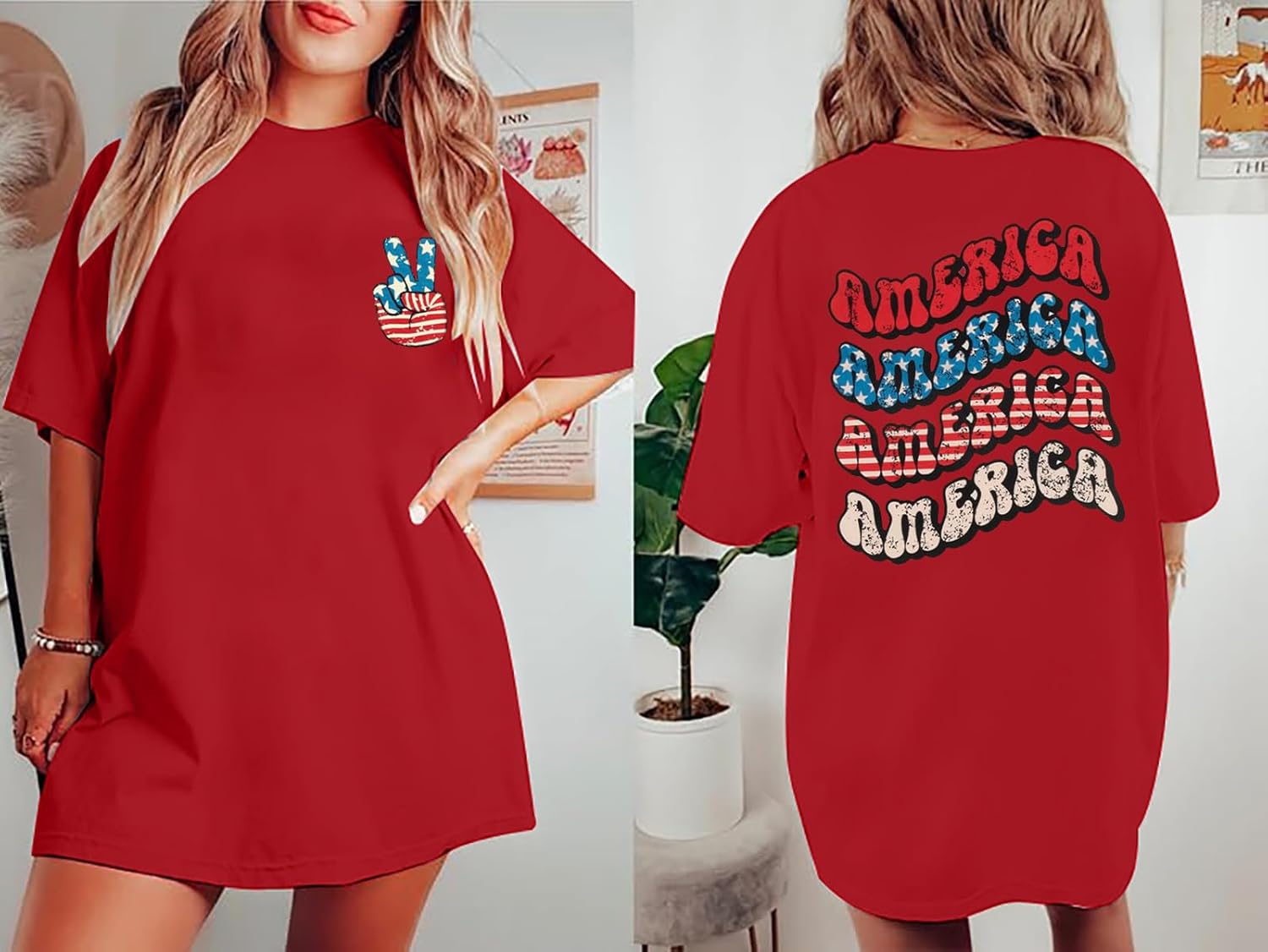 American Flag USA Shirts Women USA Patriotic T-Shirt 4th of July Casual Short Sleeve Tee Tops - Image 4