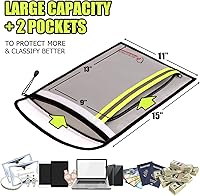 Vista 2 de ROLOWAY Bolsa grande ignífuga para documentos con 2 bolsillos y bolsa de dinero ignífuga (paquete de 4)