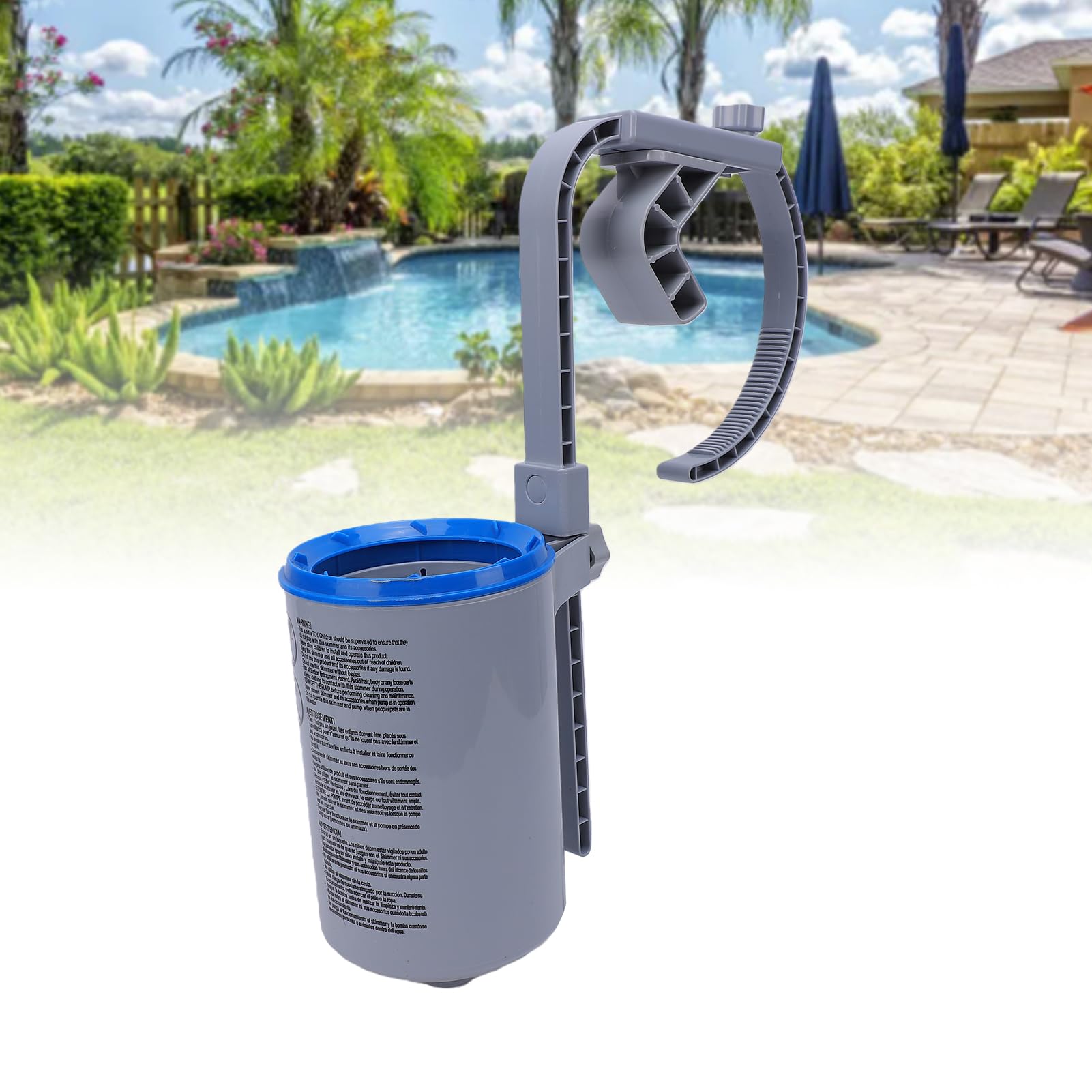 Cryfokt Skimmer para Piscina sobre Tierra, con Soporte Ultra Estable, Cesta de Filtro de Malla Fina, Ajuste de Altura Fácil, 800 GPH Compatible, para Piscinas Enterradas, Material ABS