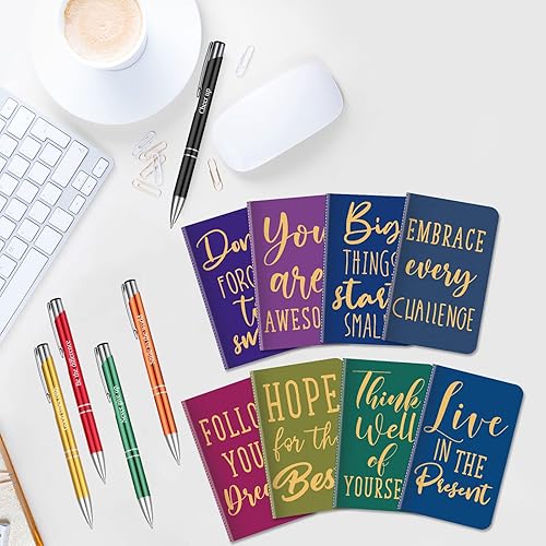 Miniatura 3 de Funrous 32 bolígrafos con cita motivacional, bloc de notas inspiradoras, mini diario con bolígrafo, cuadernos pequeños, juego de regalo para