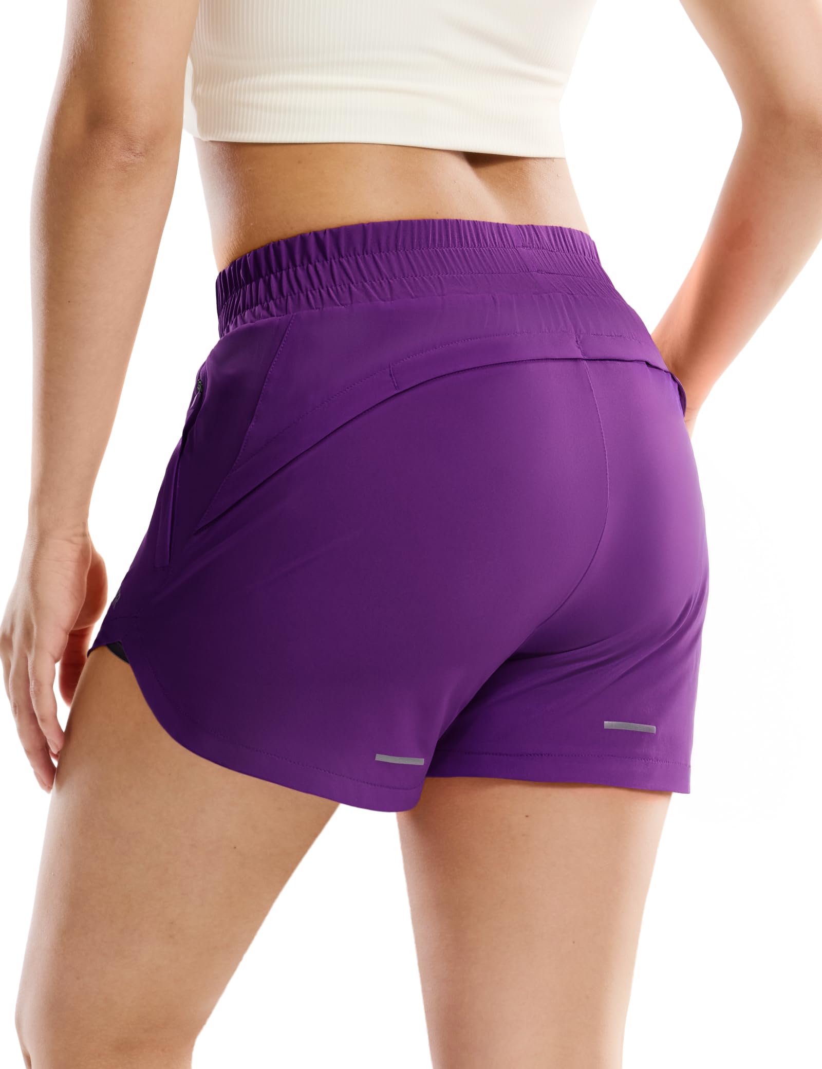 MIER Womens 3 Running Shorts with Mesh Liner - Mid Waisted 2 in 1 Quick Dry Workout Gym