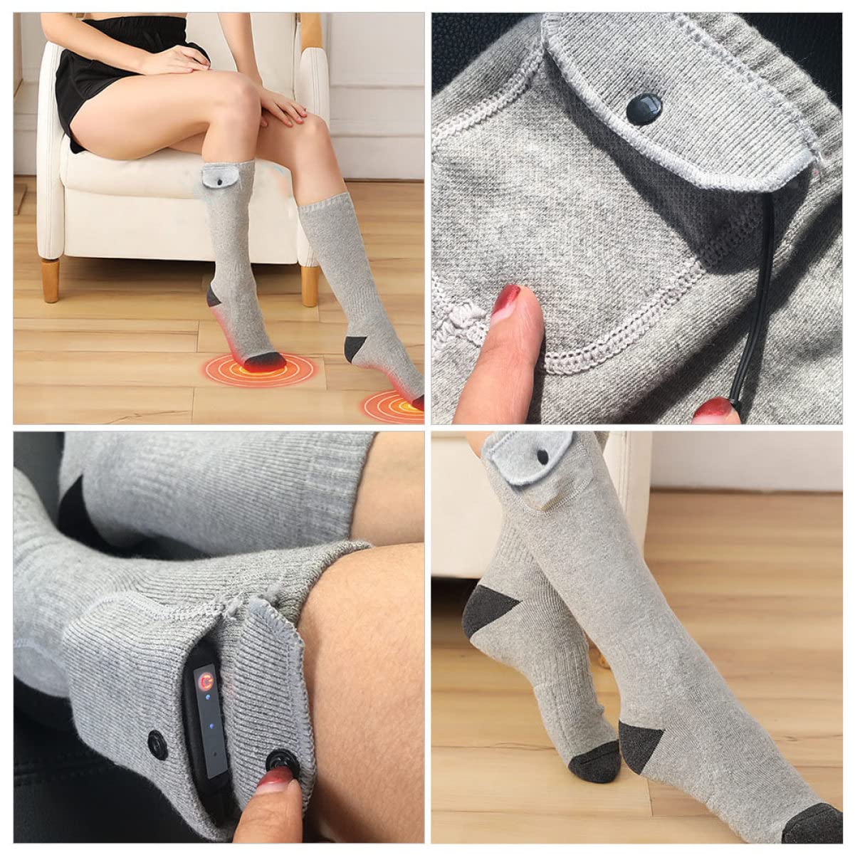 INOOMP 2paare Intelligente Heizsocken Für Und USB-ladbar Dreistufige Temperaturregelung Warme Und Bequeme Wintersocken Für Outdoor-aktivitäten Camping Und Skifahren